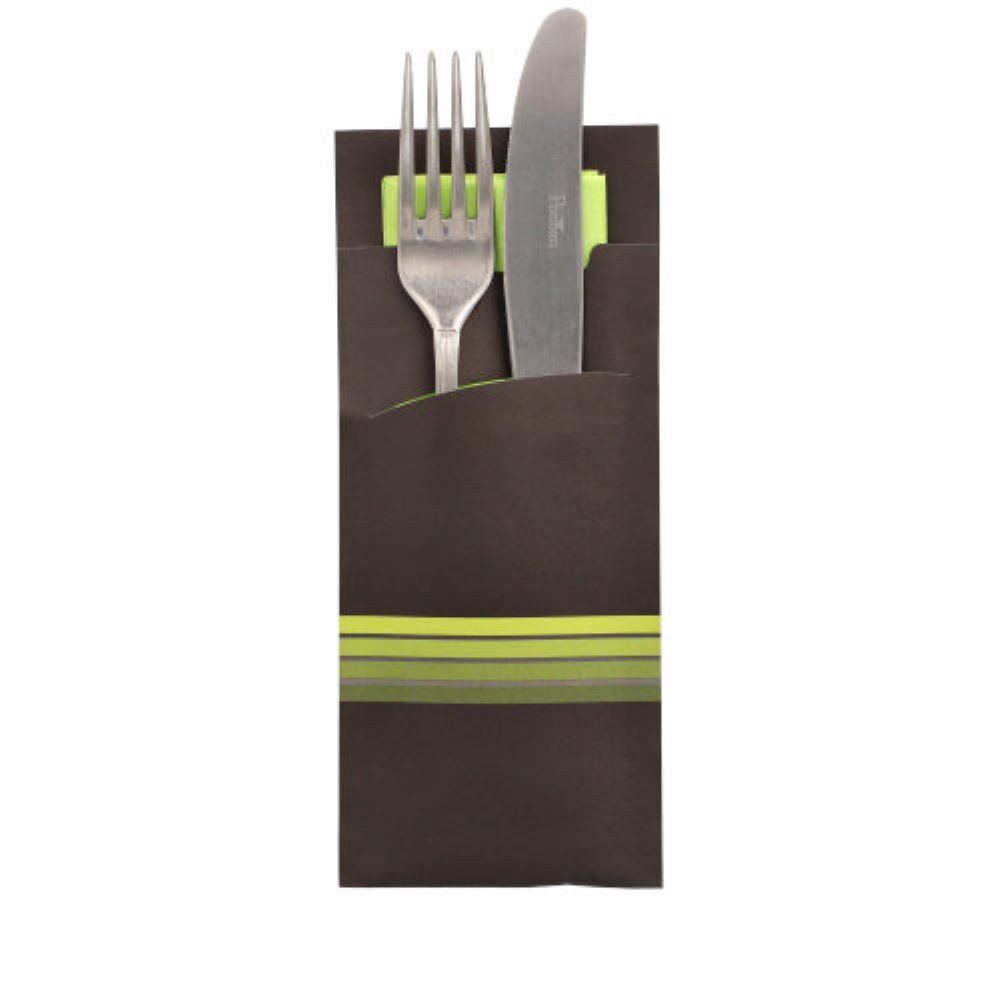 PAPSTAR GmbH Einwegbesteck-Set 520 Bestecktaschen 20 cm x 8,5 cm "Stripes" inkl. farbiger Serviette