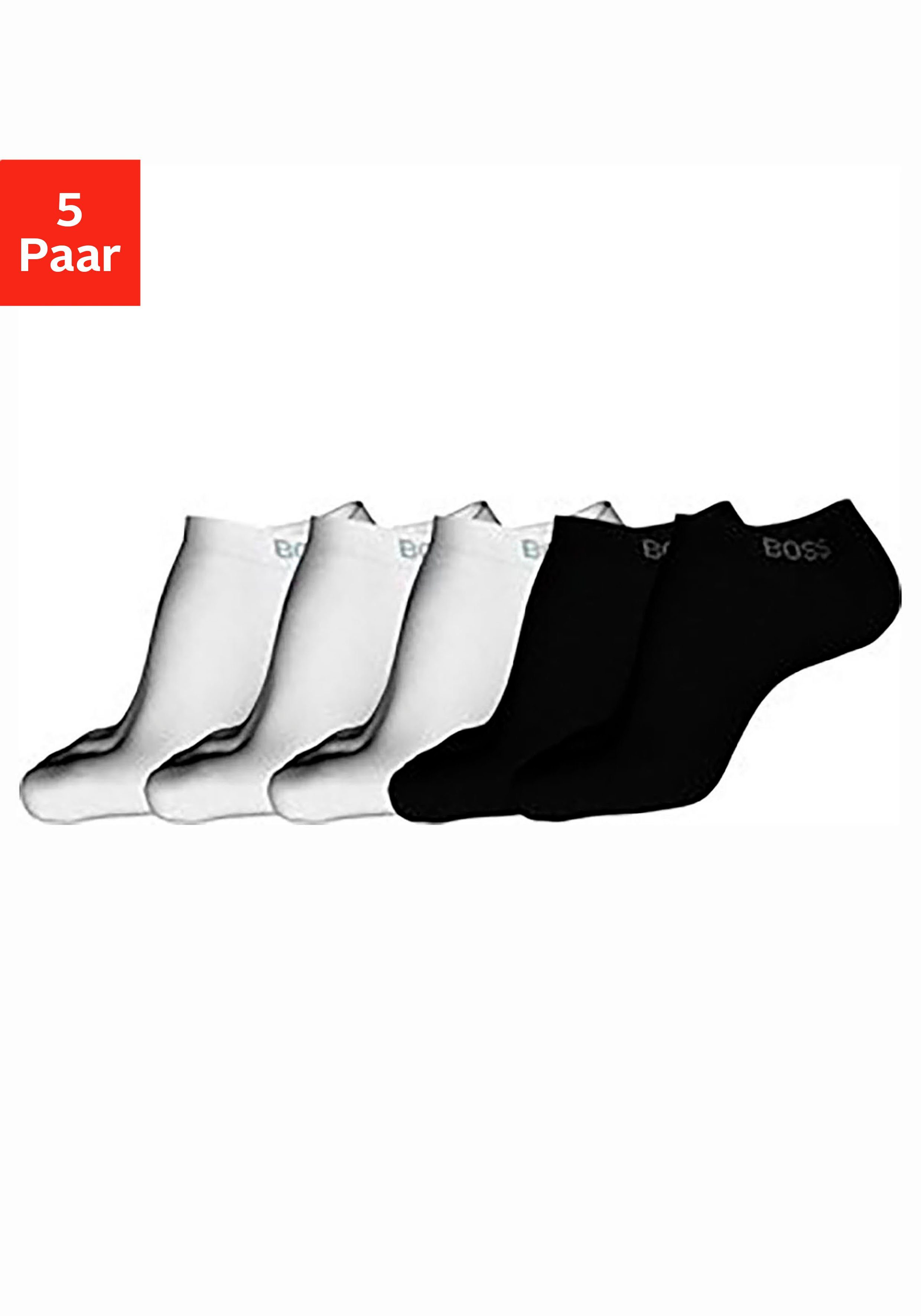 BOSS Sneakersocken 5P AS Uni Color CC (Packung, 5-Paar, 5er) im sportiven Look weiß-schwarz