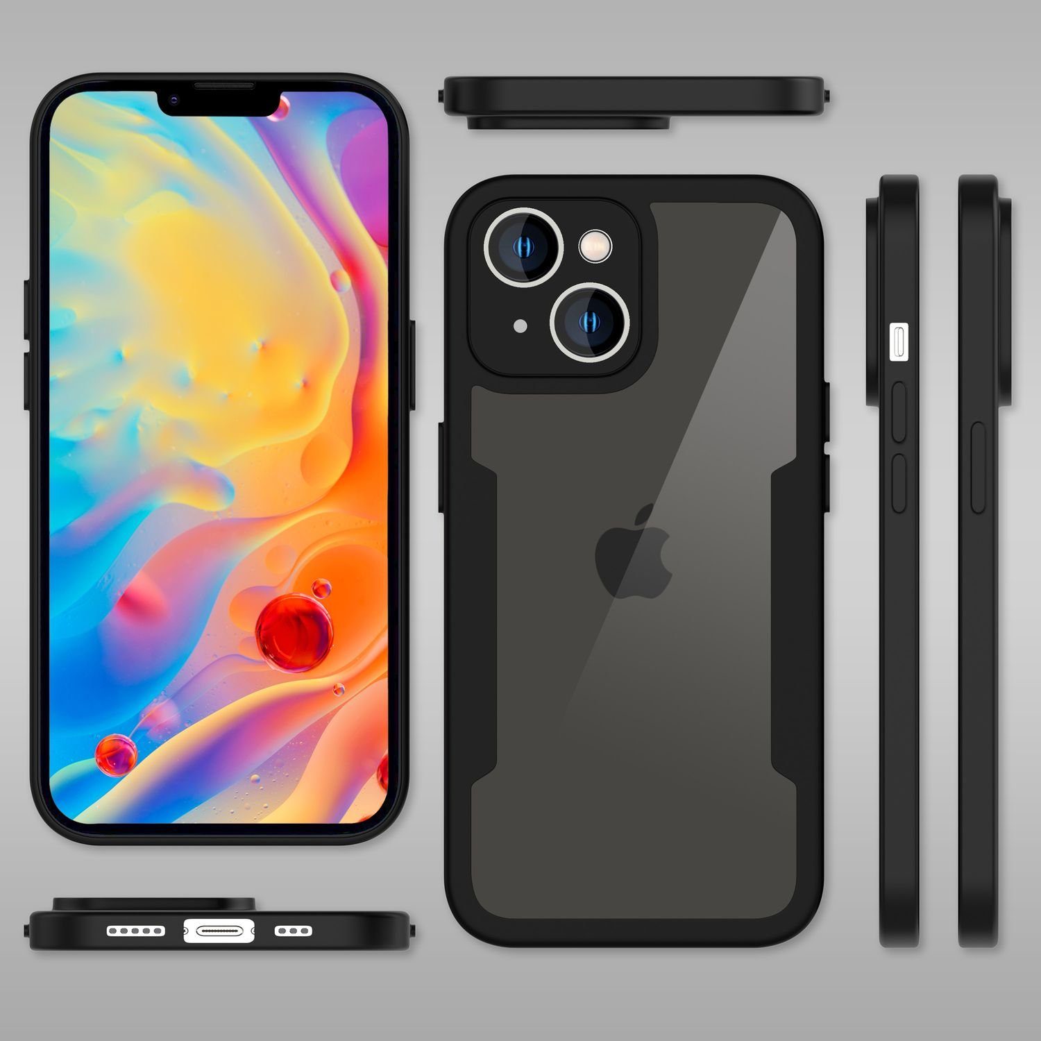 Nalia Smartphone-Hülle Apple iPhone 14 Plus, Klare 360 Grad Hülle / Rundumschutz / Hybrid Case / Schutzrahmen Matt