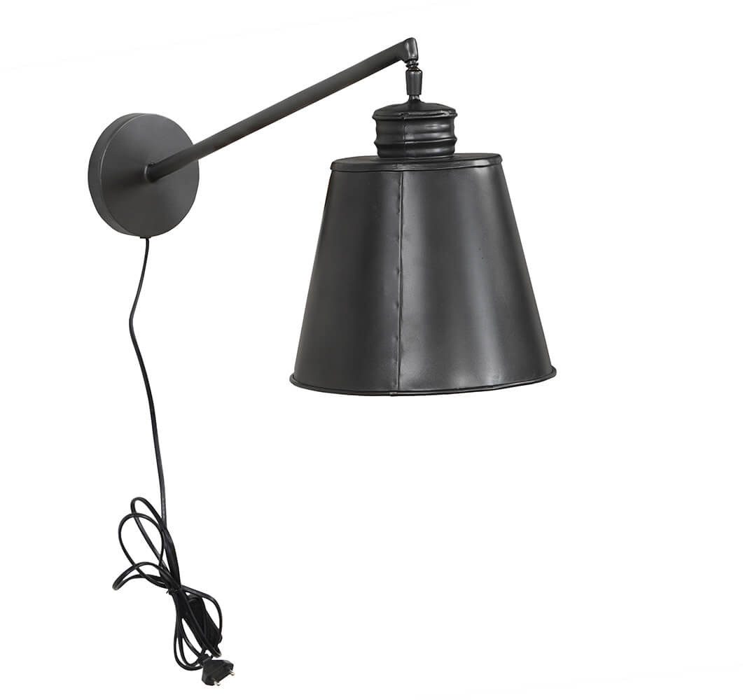 Trademark Living Lampenschirm Schlichte schwarze Wandlampe mit Arm