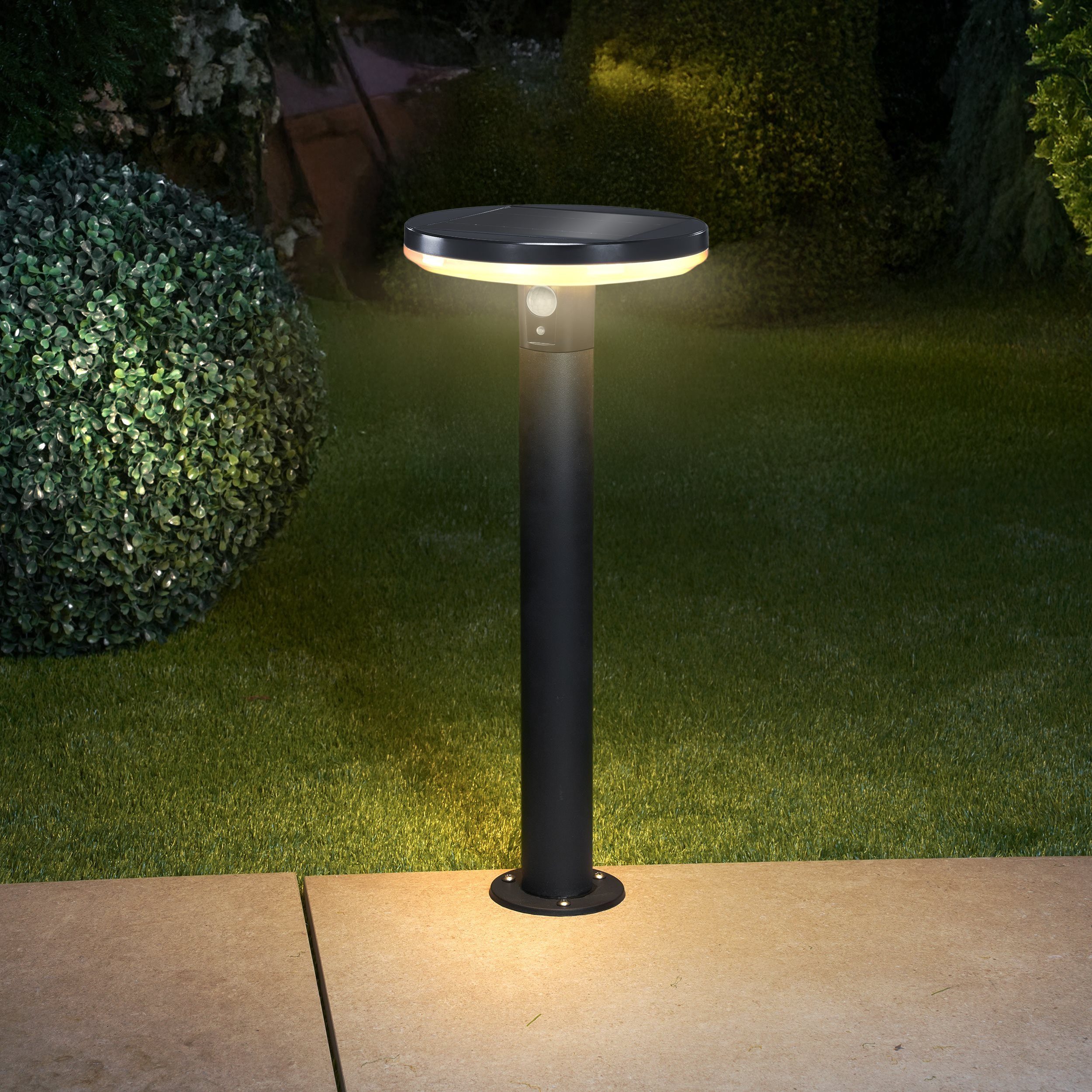 esotec LED Solarleuchte Solarleuchte für außen AREZZO, PIR, Edelstahl, LIFEPO4 Akku, 102742, LED fest integriert