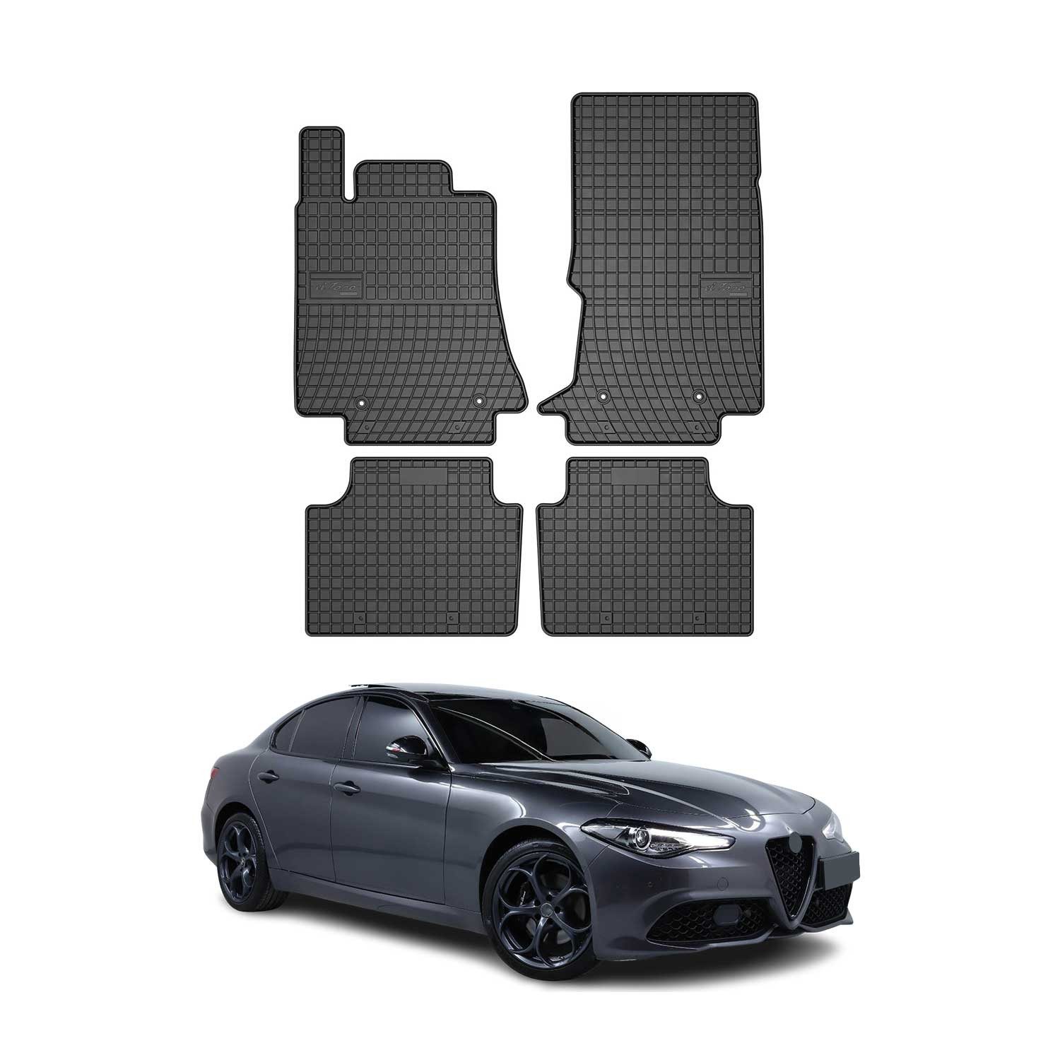 OMAC Auto-Fußmatten für Alfa Romeo Giulia 2015-2025 Gummi Schwarz 4 tlg (4 St), für Alfa Romeo Giulia 2015-2025 Alfa Romeo Giulia 2015-2025, Antirutsch,Wasserfest,Einfache Installation