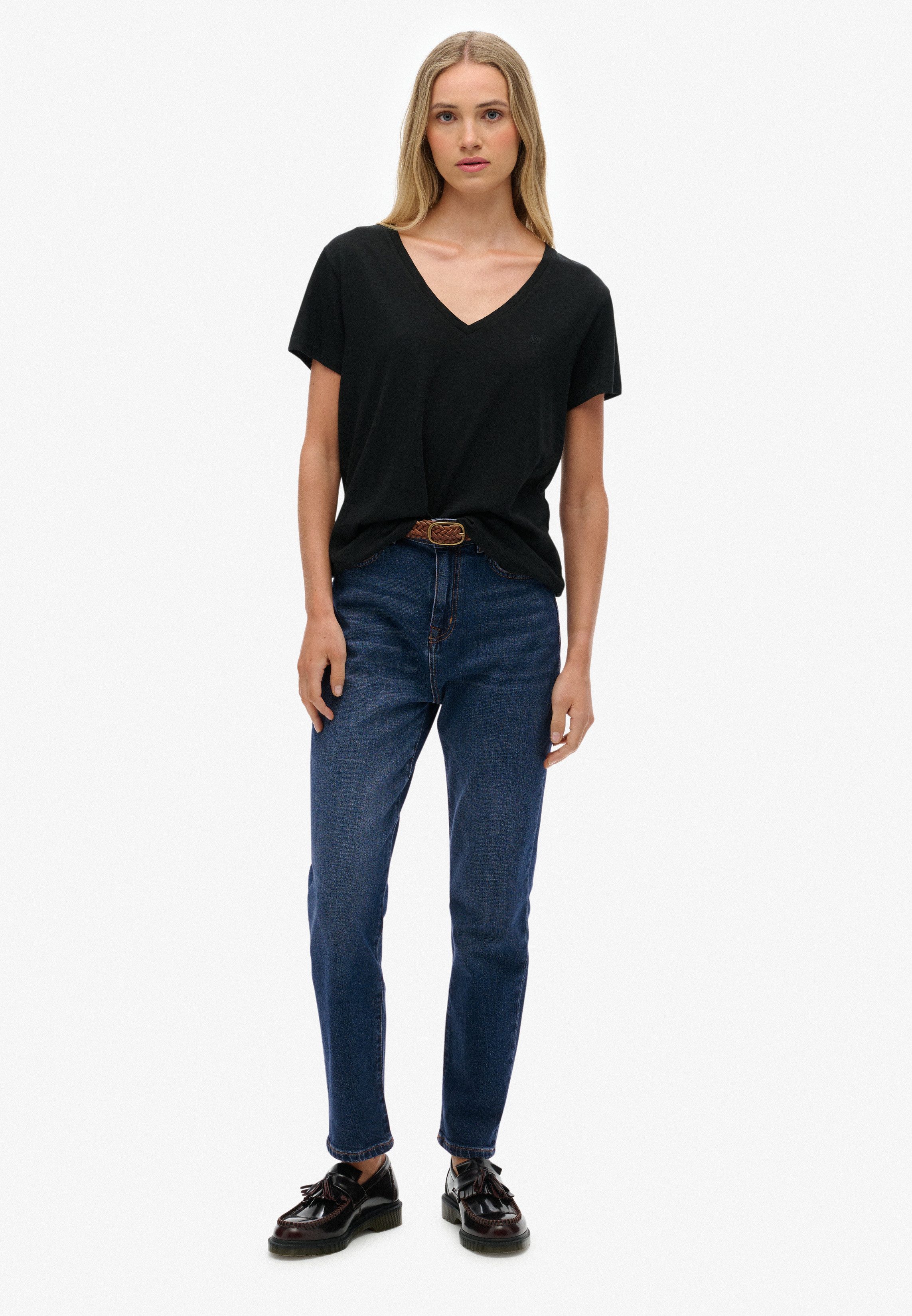 Superdry T-Shirt STUDIOS SLUB EMB VEE TEE Baumwollmischung, relaxed fit – Bild 5 von 5