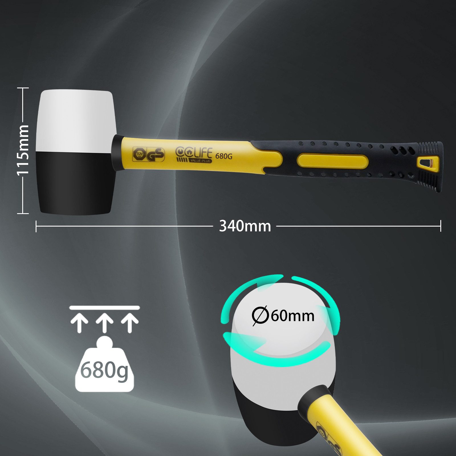 CCLIFE Gummihammer Gummihammer Zertifiziert durch TÜV und GS Verschiedene Modelle