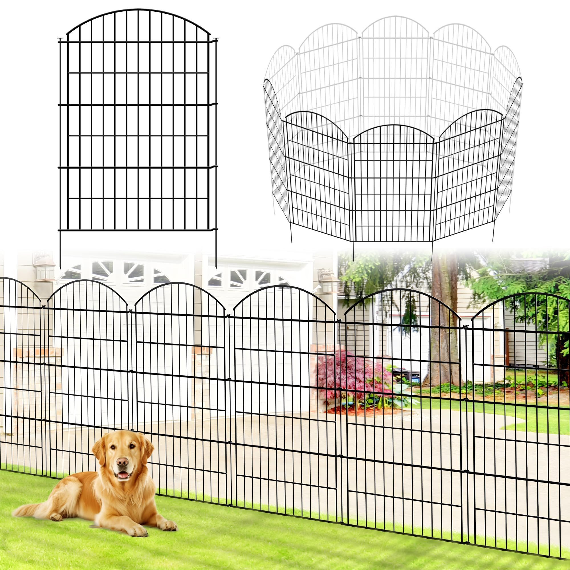 Thealyn Gartenzaun 5 Paneele, 101cmH x 3,5m L, Dekorative Beetbegrenzung, (5-St), Werkzeuglose Steckmontage ohne Graben.