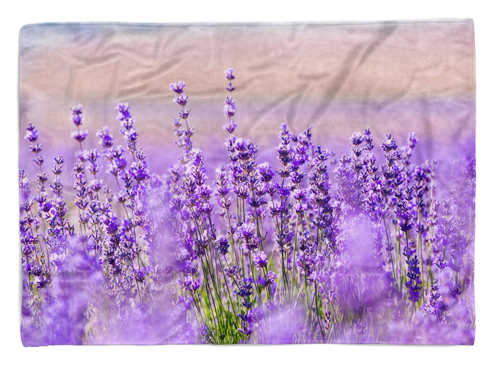 Sinus Art Handtücher Handtuch Strandhandtuch Saunatuch Kuscheldecke mit Fotomotiv Sommer Lavendelfel, Baumwolle-Polyester-Mix (1-St), Handtuch