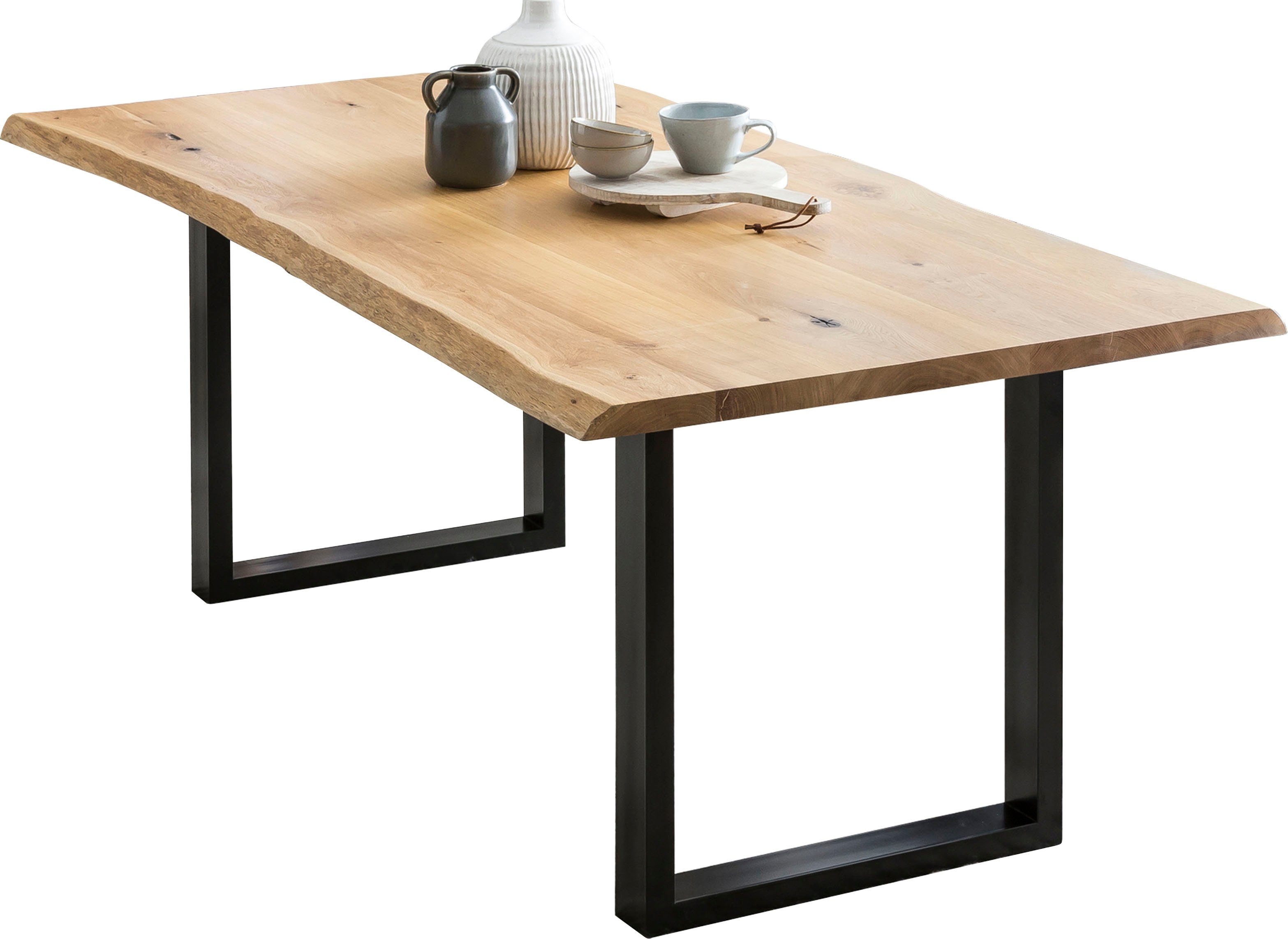 SalesFever Esstisch Design-Speisetisch für stilvolles Ambiente, UV-lackierte Eichenholz-Tischplatte, 40mm