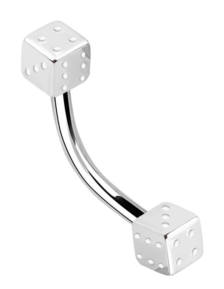 Adelia´s Brustwarzenpiercing Piercing - Brustwarzenpiercing Titan Würfel, Motiv Würfel, 6 mm Länge, 1,6 mm Stärke, Titan