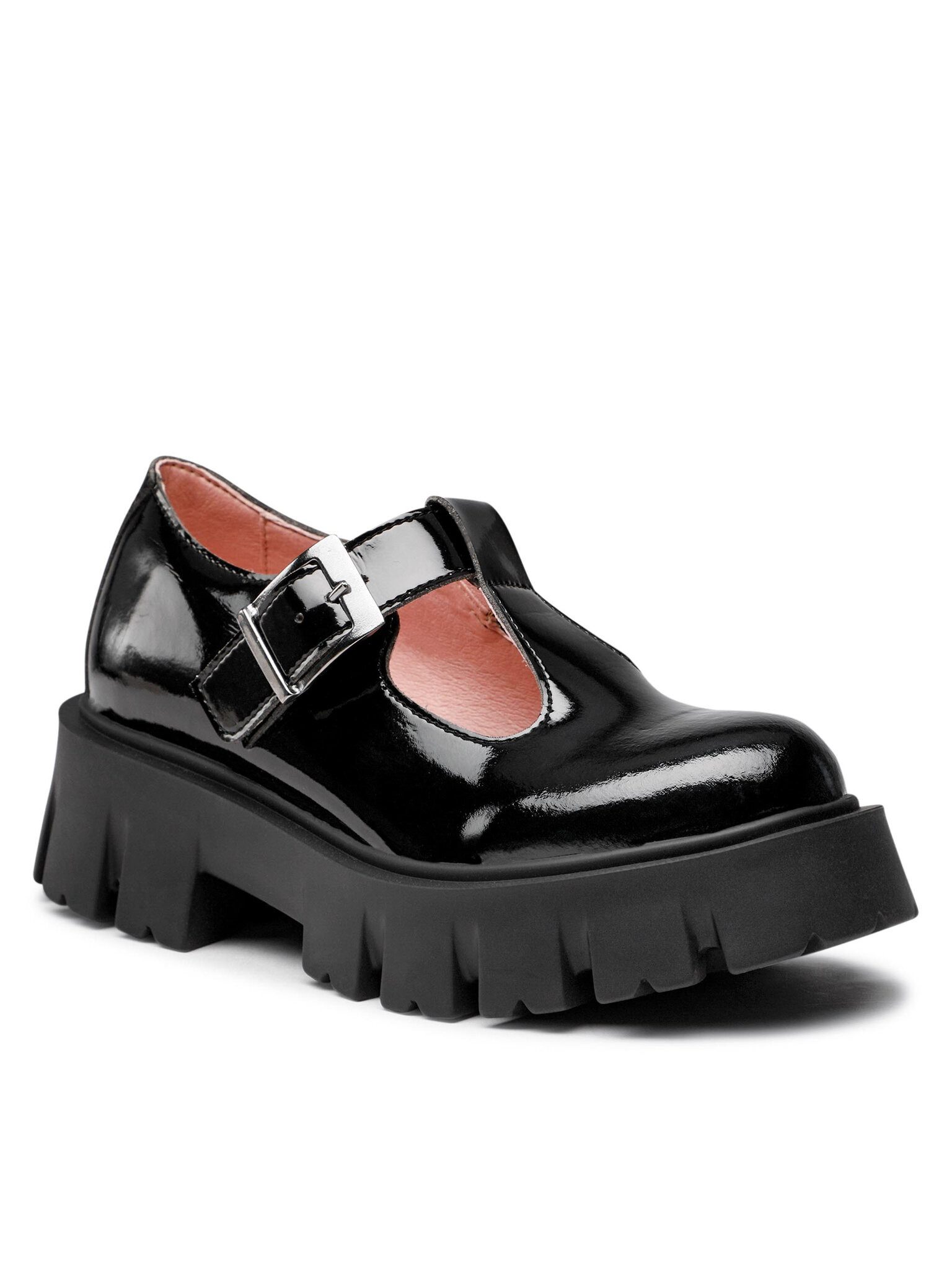 Altercore Halbschuhe Jane Vegan Black Patent Schnürschuh