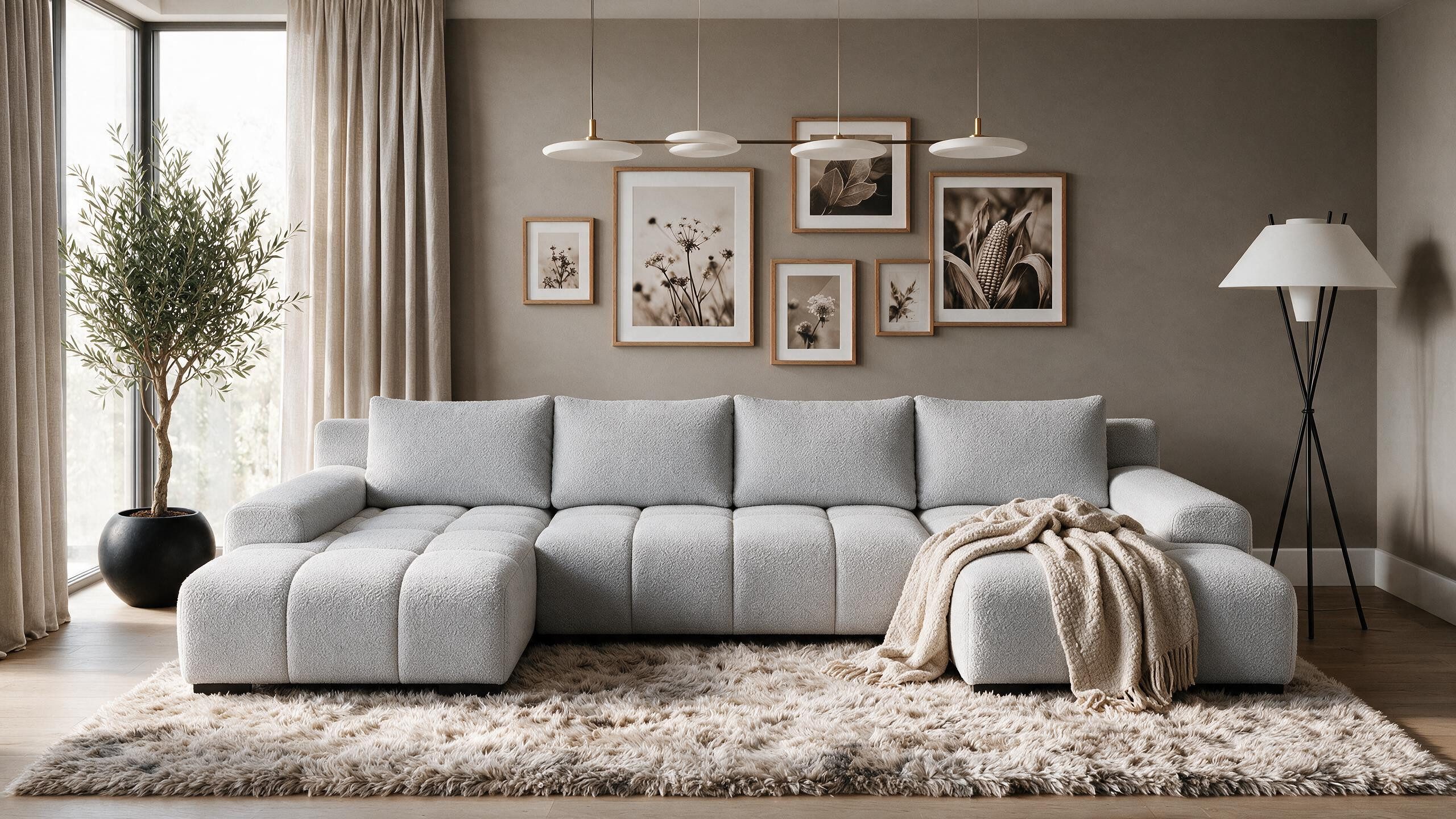 storez24 Ecksofa Ovia U, mit Bettkasten und Schlaffunktion, U-Form, bequem