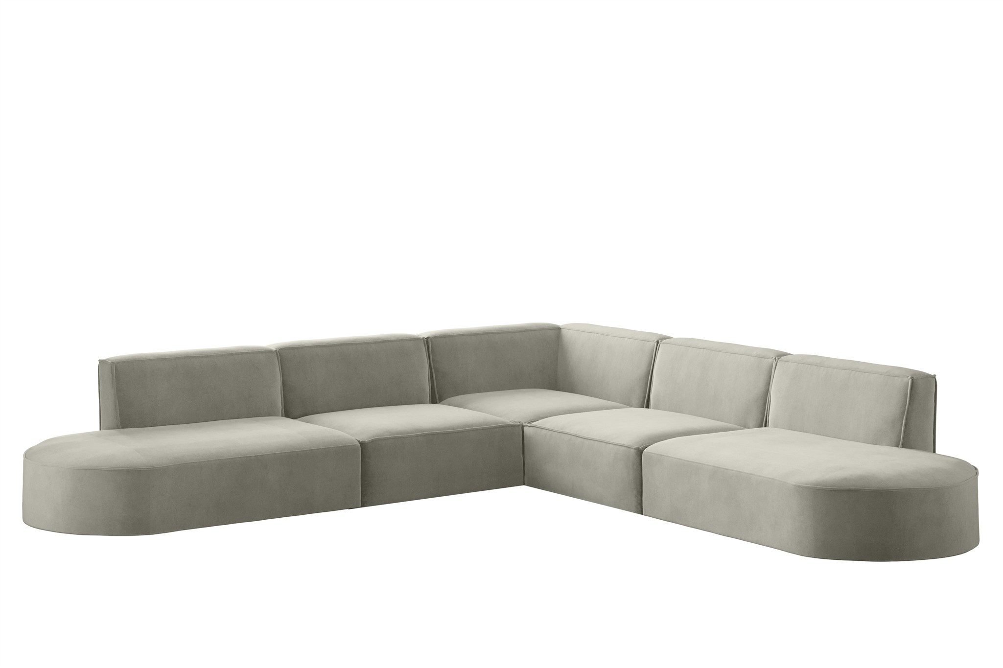 Fun Möbel Ecksofa Designersofa PALMA Seite Universal in Stoff Noel und Scala, Rundumbezug, Kann links oder rechts in Raum platziert werden