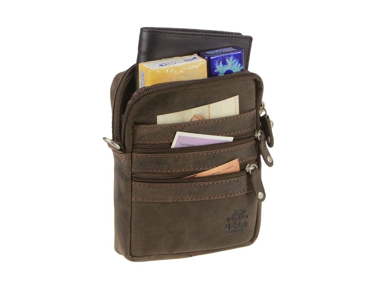 Bear Design Gürteltasche Dark-Nature Leder, Hüfttasche, Leder, mit Schultergurt auch als Umhängetasche, braun