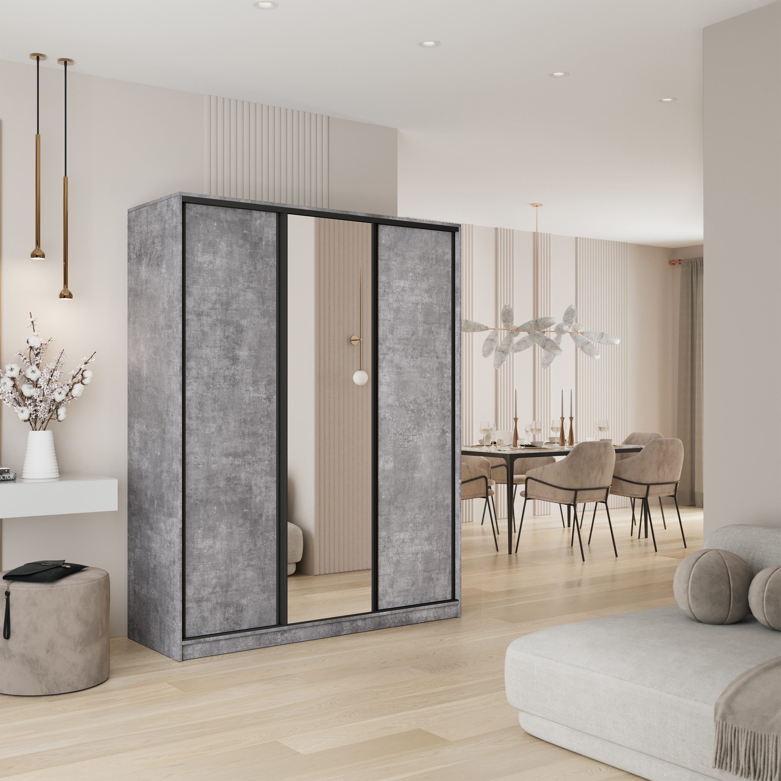 Masseno Schwebetürenschrank TARI Kleiderschrank mit Spiegel und Schubladen günstig online kaufen