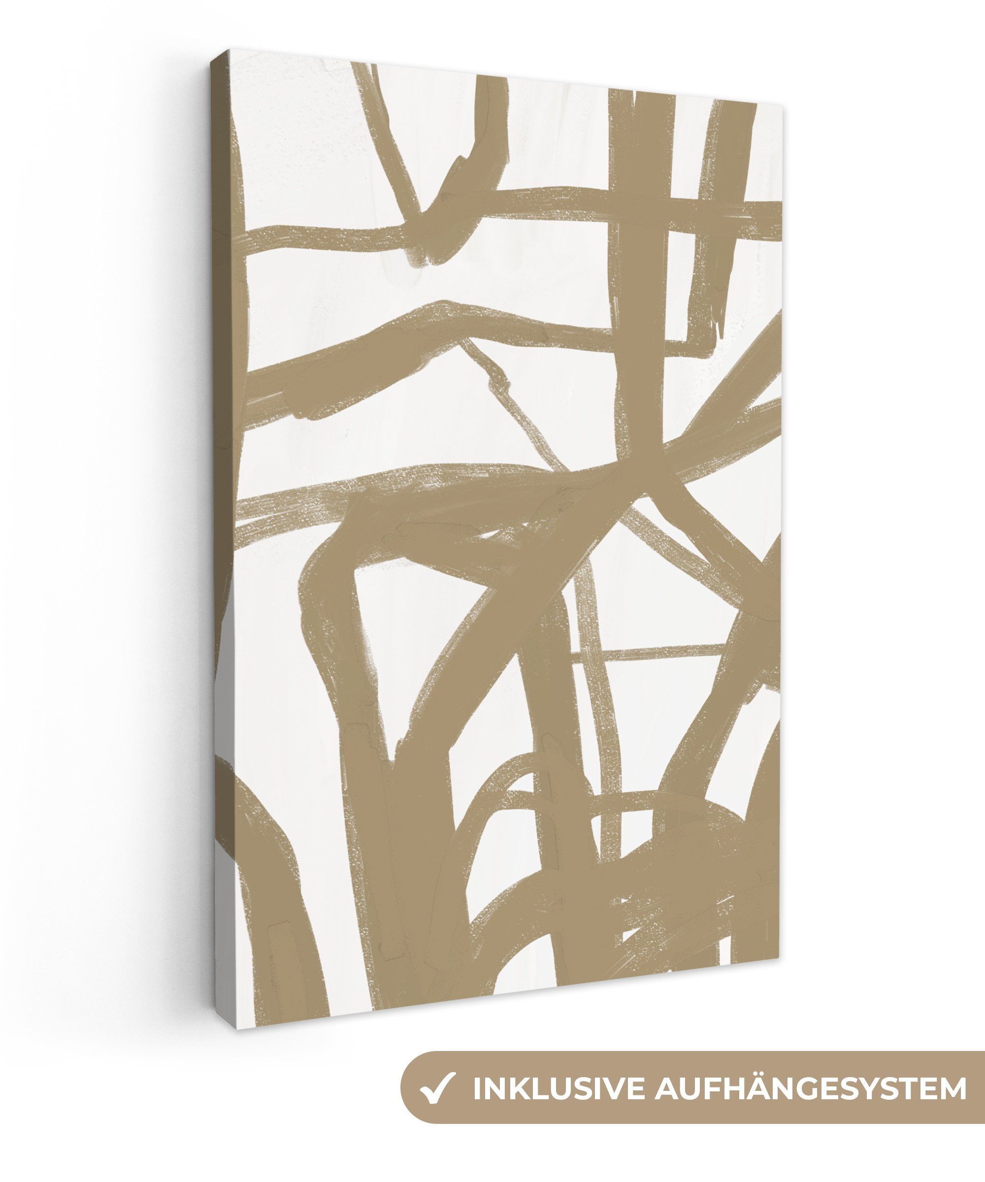 Leinwandbild Zackenaufhänger, cm fertig Kunst, Braun bespannt inkl. Weiß - (1 - 20x30 St), Leinwandbild Gemälde, OneMillionCanvasses®