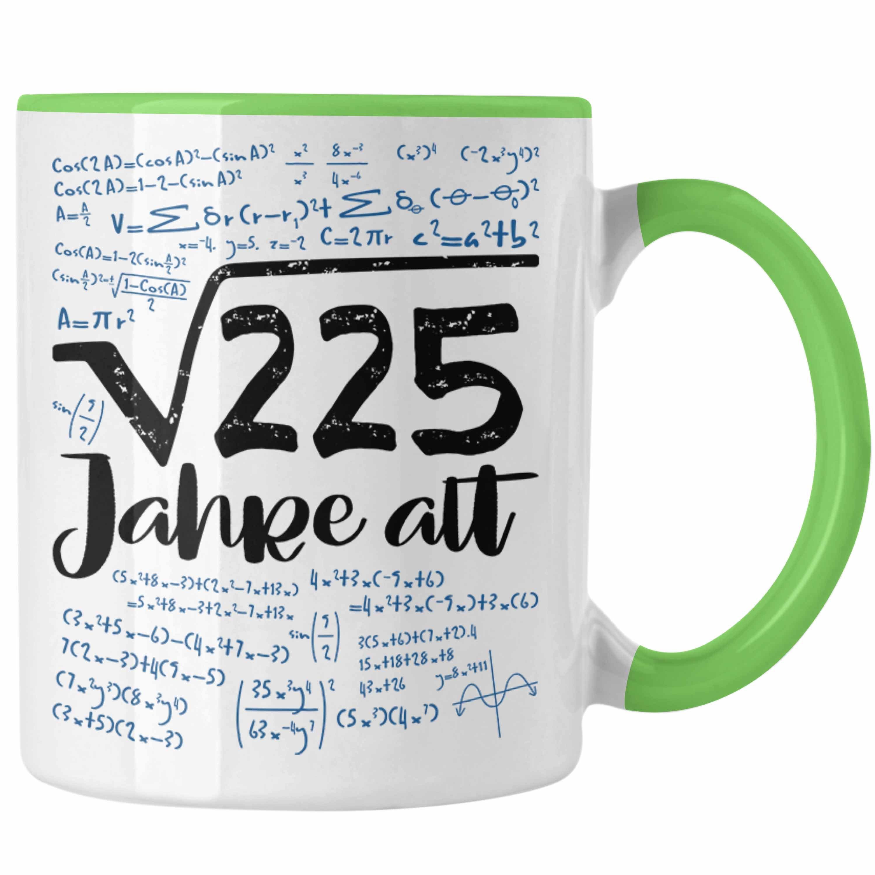 Trendation Tasse 15. Geburtstag Geschenk Tasse Quadratwurzel 225 15er Lustige Idee Math Grün