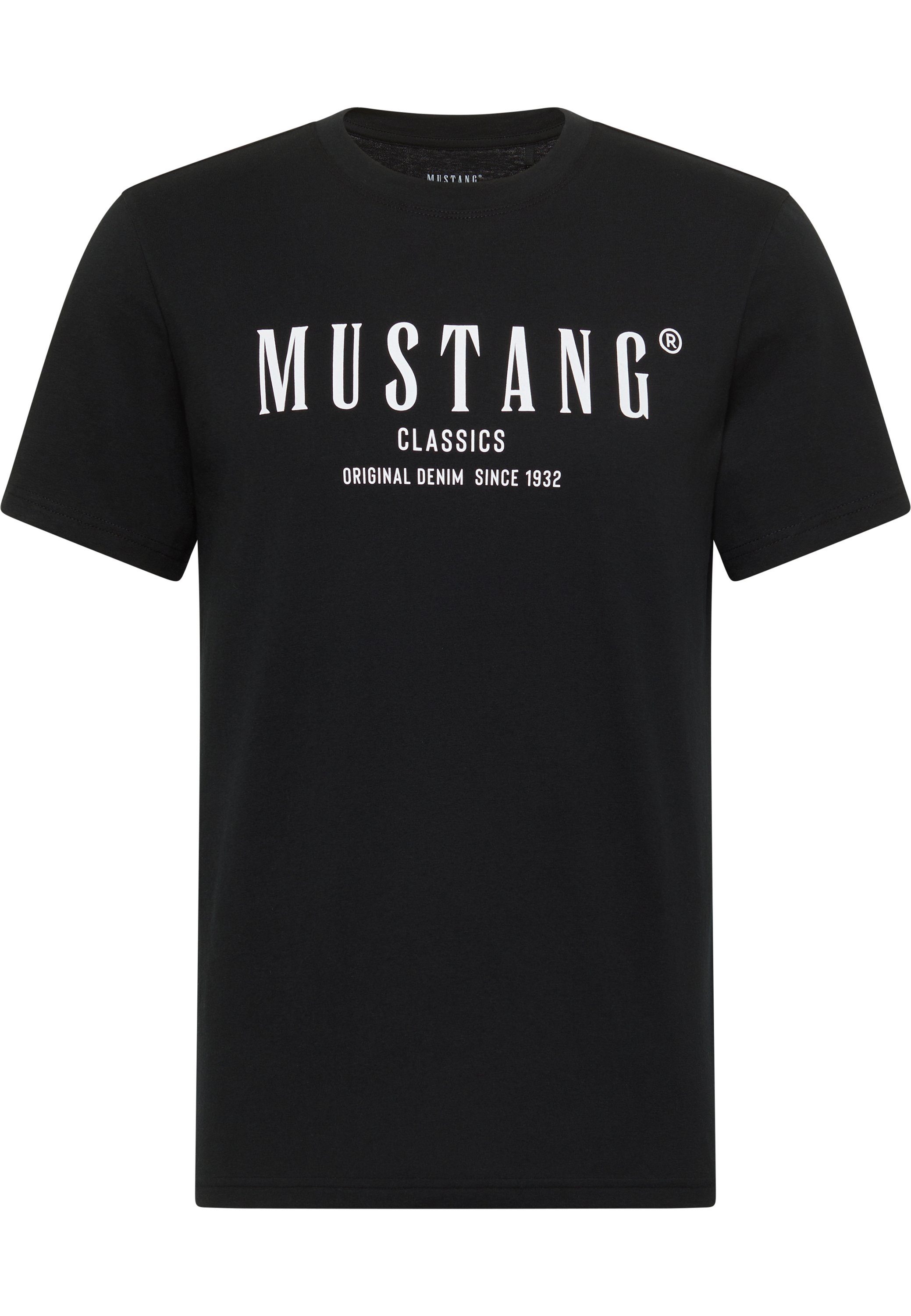 Kurzarmshirt T-Shirt Baumwolle Print-Shirt, Mustang Softe MUSTANG