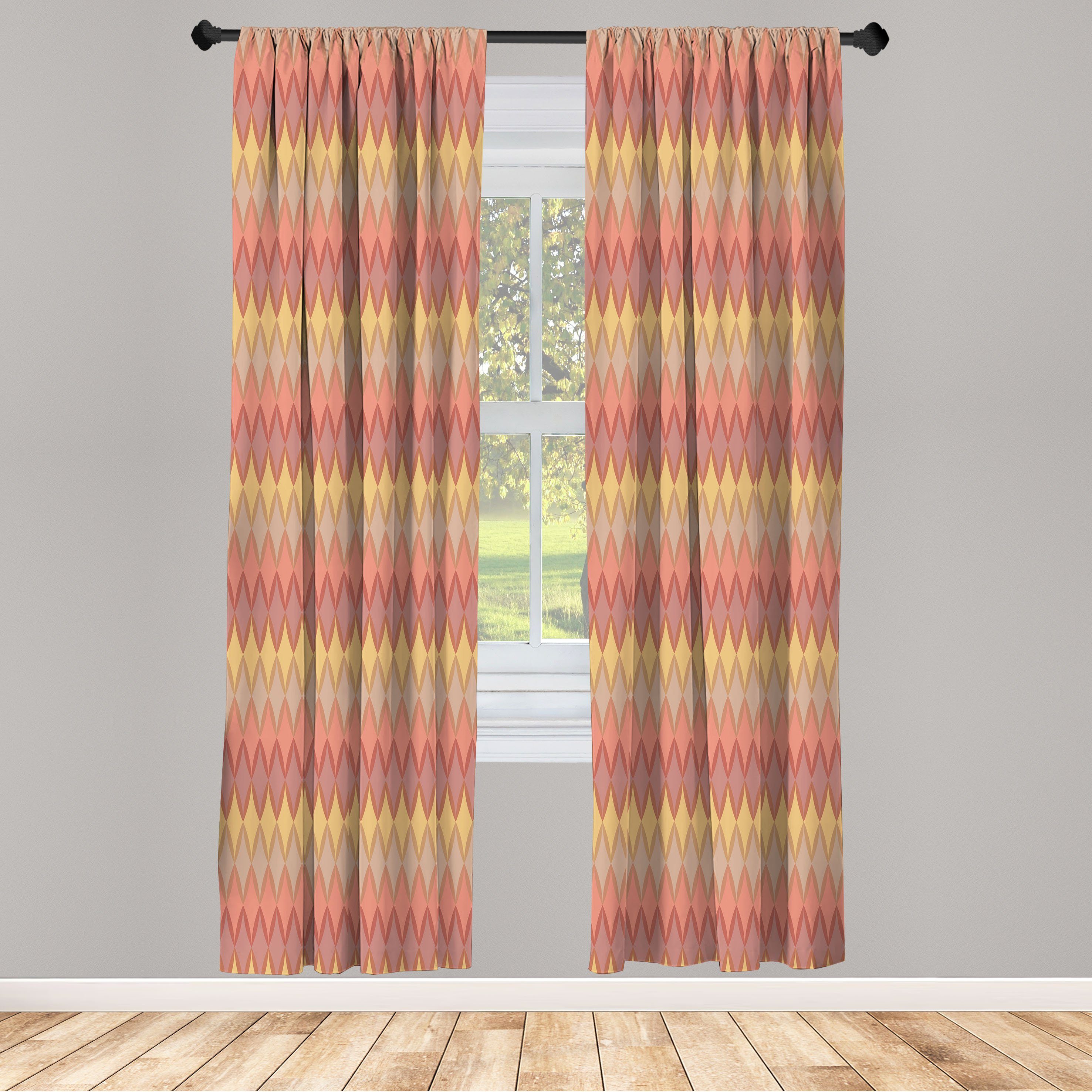 Gardine Vorhang für Wohnzimmer Schlafzimmer Dekor, Abakuhaus, Microfaser, Gedämpfte Farben Abstrakt Autumn Shapes