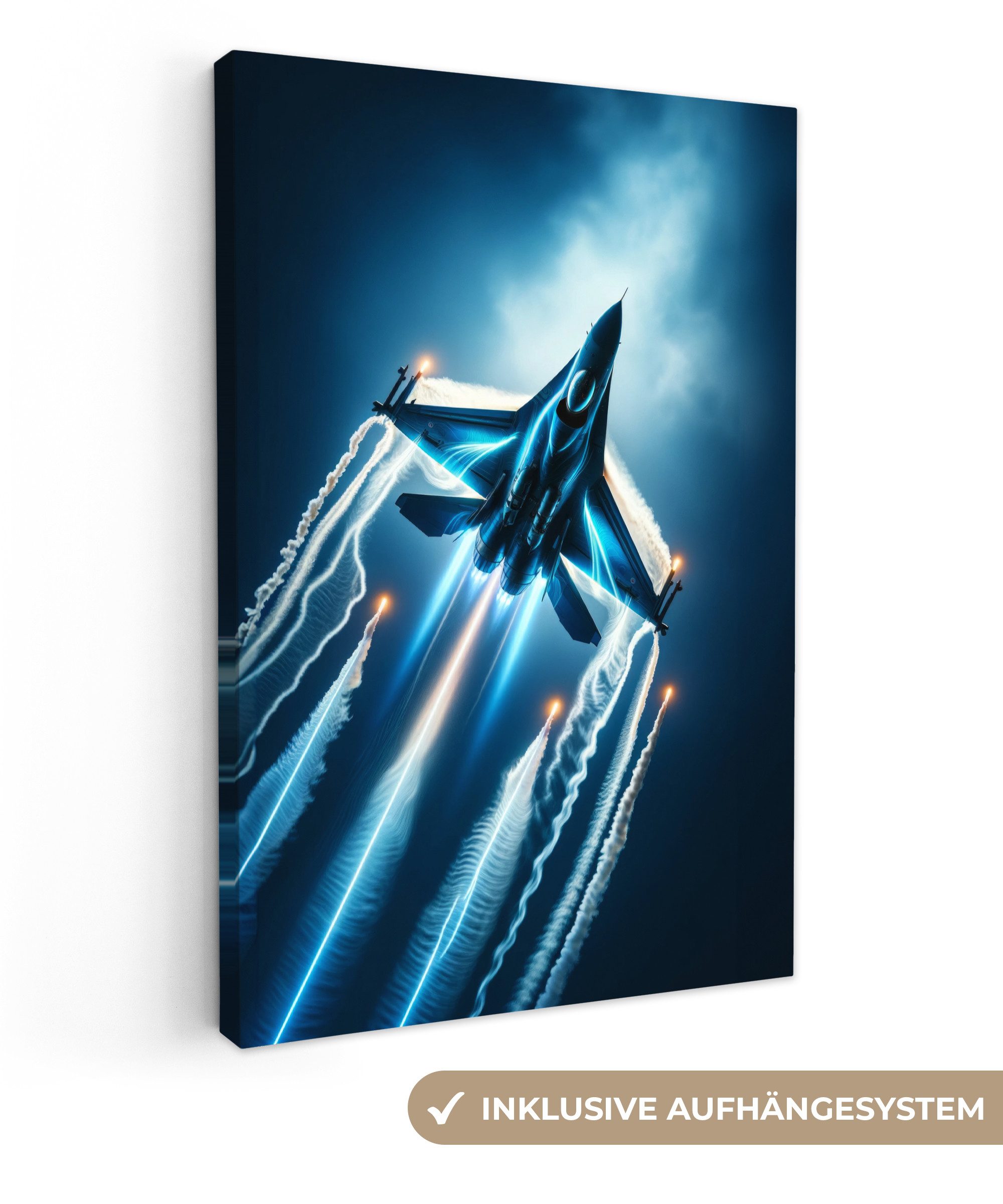 OneMillionCanvasses® Leinwandbild Düsenjäger - Blau - günstig online kaufen