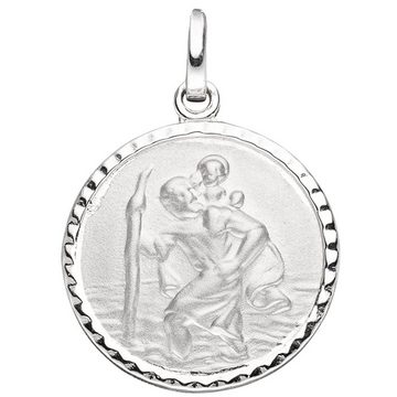 Schmuck Krone Goldkette Amulett Christopherus & Halskette 50cm, 925 Silber, Silber 925