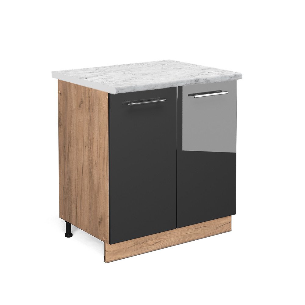 Vicco Spülenunterschrank Fame-Line, Anthrazit Hochglanz/Goldkraft Eiche, günstig online kaufen