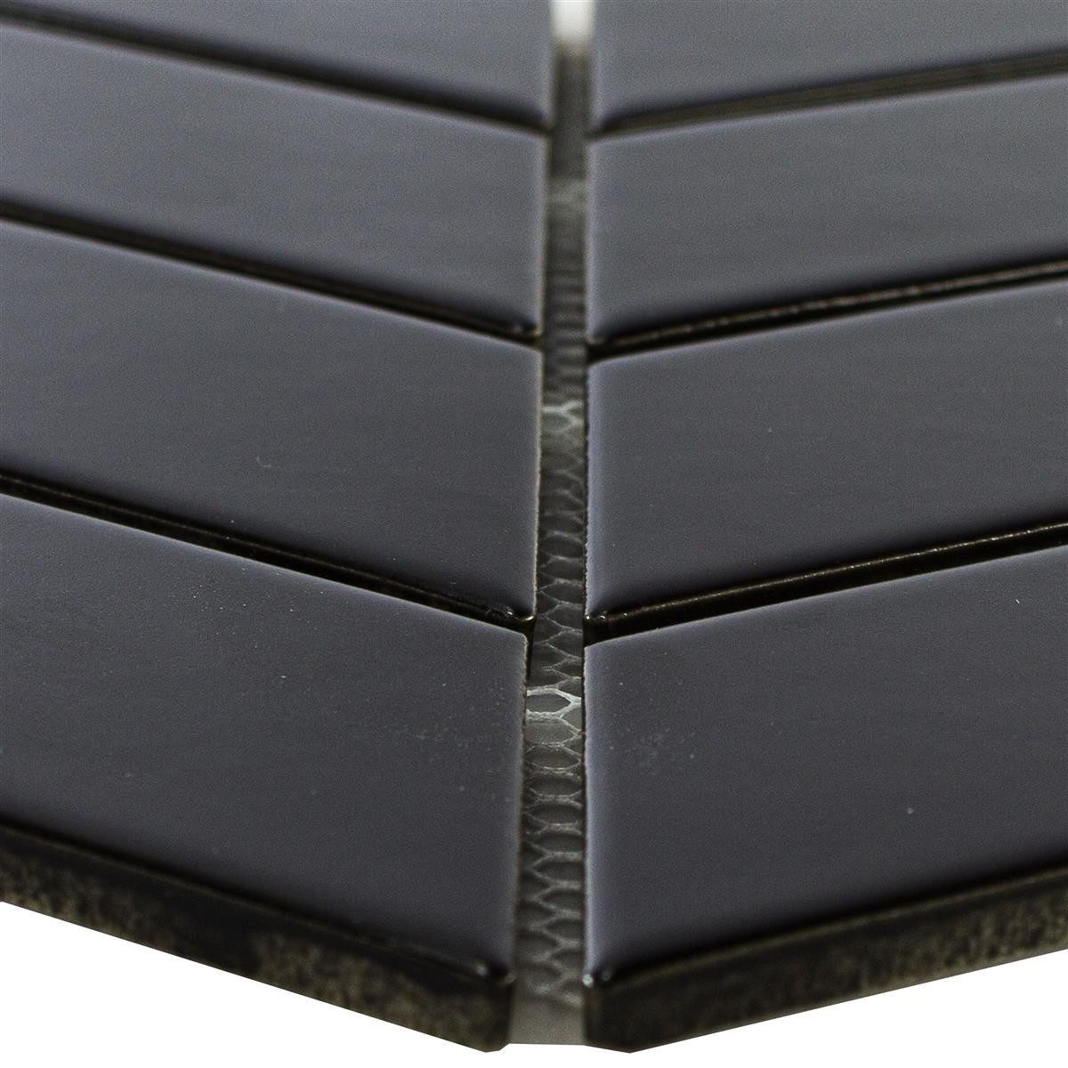 Mosafil Mosaikfliesen Keramik Mosaik Fliese Artesia Fischgrät Matt Pfeiloptik, Keramik 22.400x31.800, schwarz, Verlegefertig auf ein Netz geklebt - Frostsicher - Wasserfest