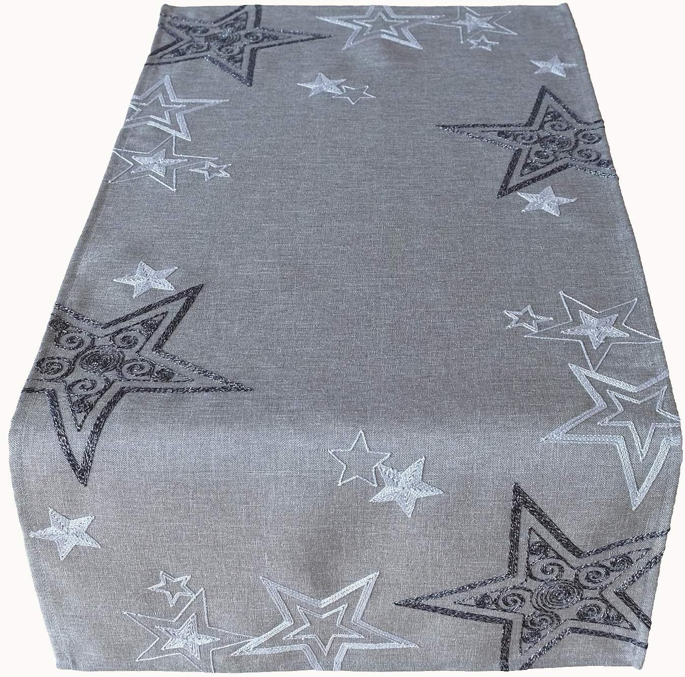 texpot Tischdecke Stickerei Sterne Winter Weihnachten (1-tlg) günstig online kaufen