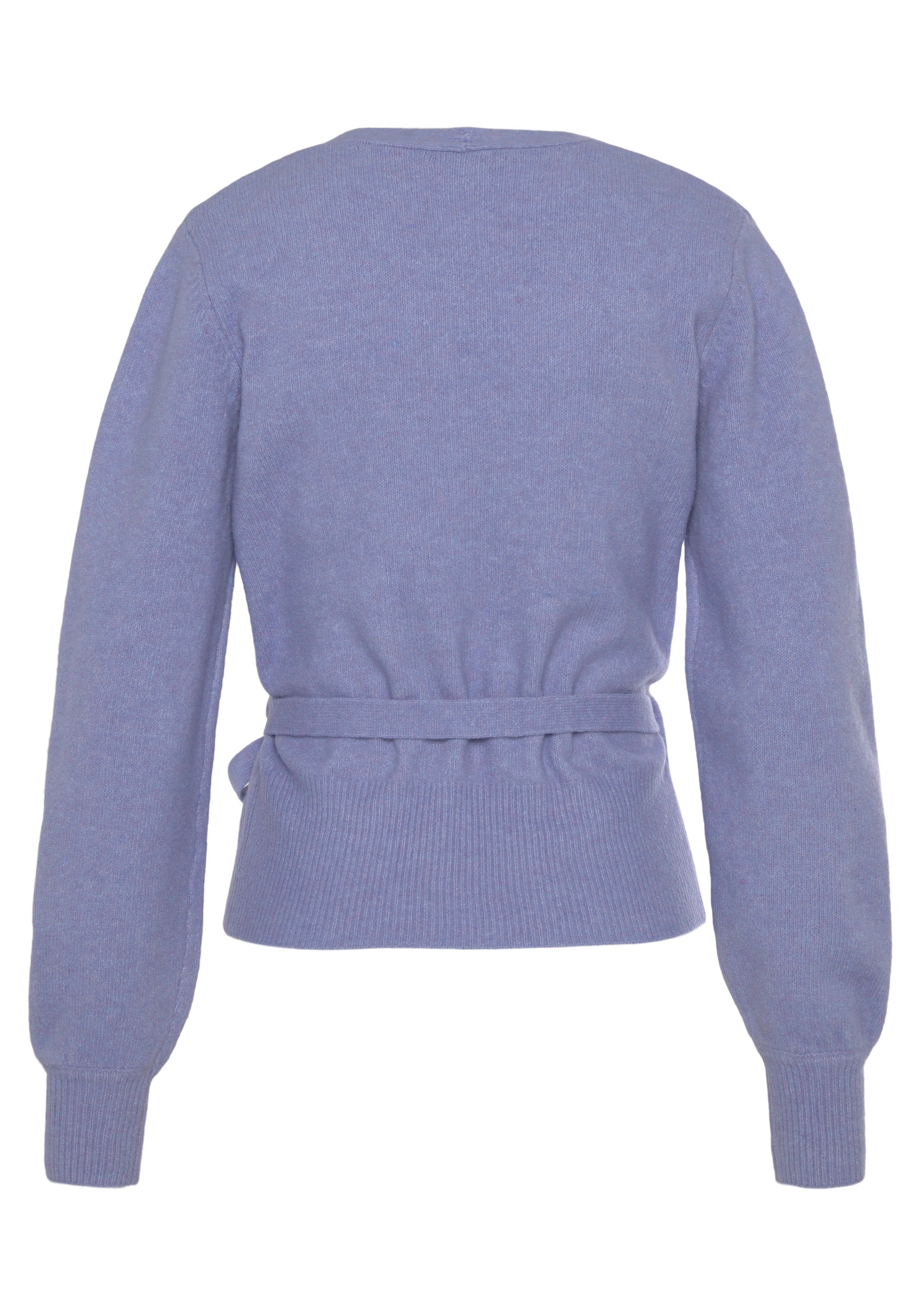 LASCANA Wickelstrickjacke mit breitem Rippbündchen, Loungewear