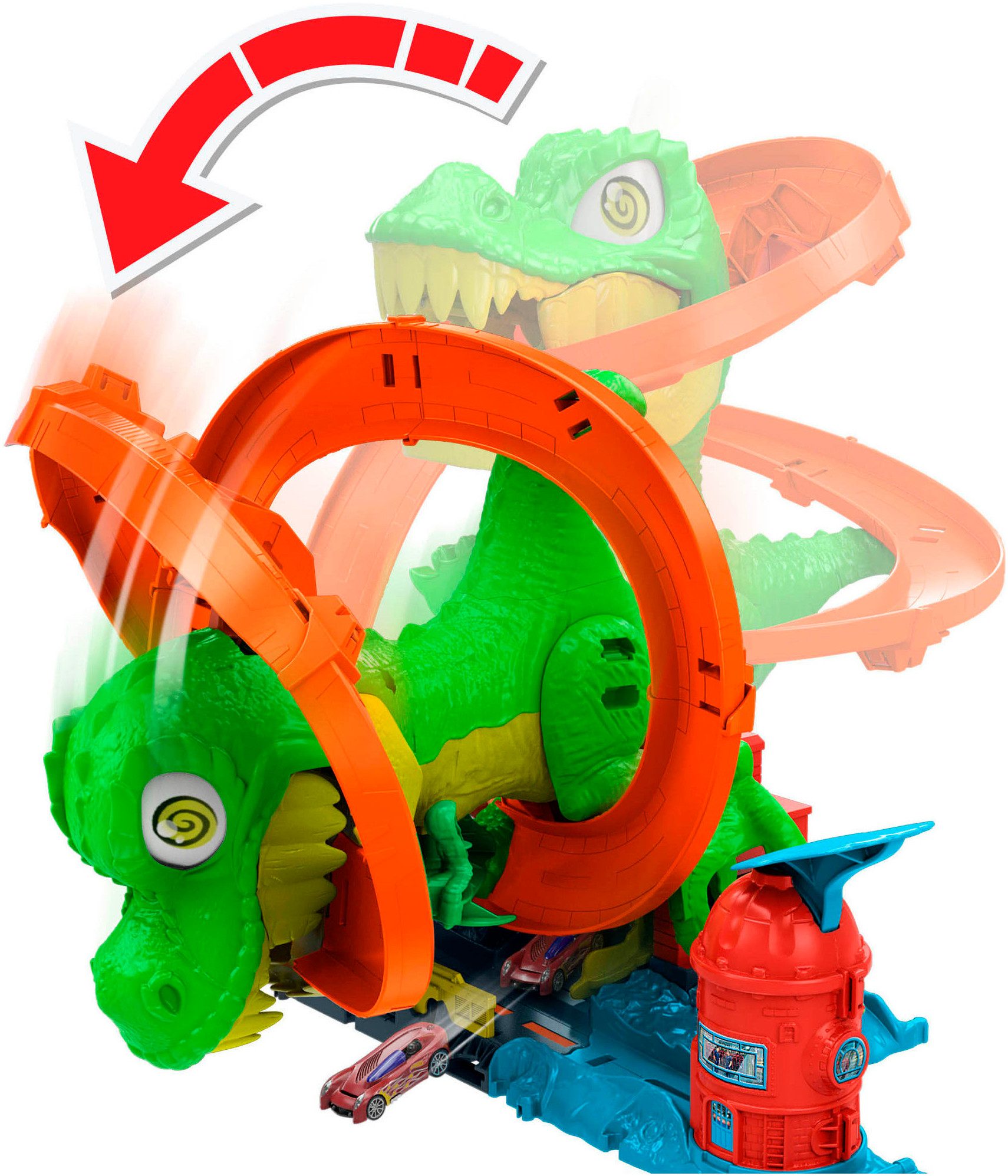 Hot Wheels Autorennbahn Hot Wheels City T-Rex-Feuerschlacht