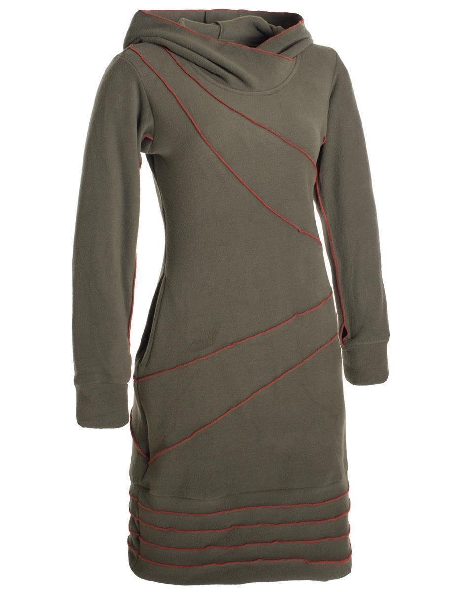 Vishes Midikleid Patchwork Hoodie Eco Fleecekleid mit Daumenlöchern Hippie, Boho, Goa Style