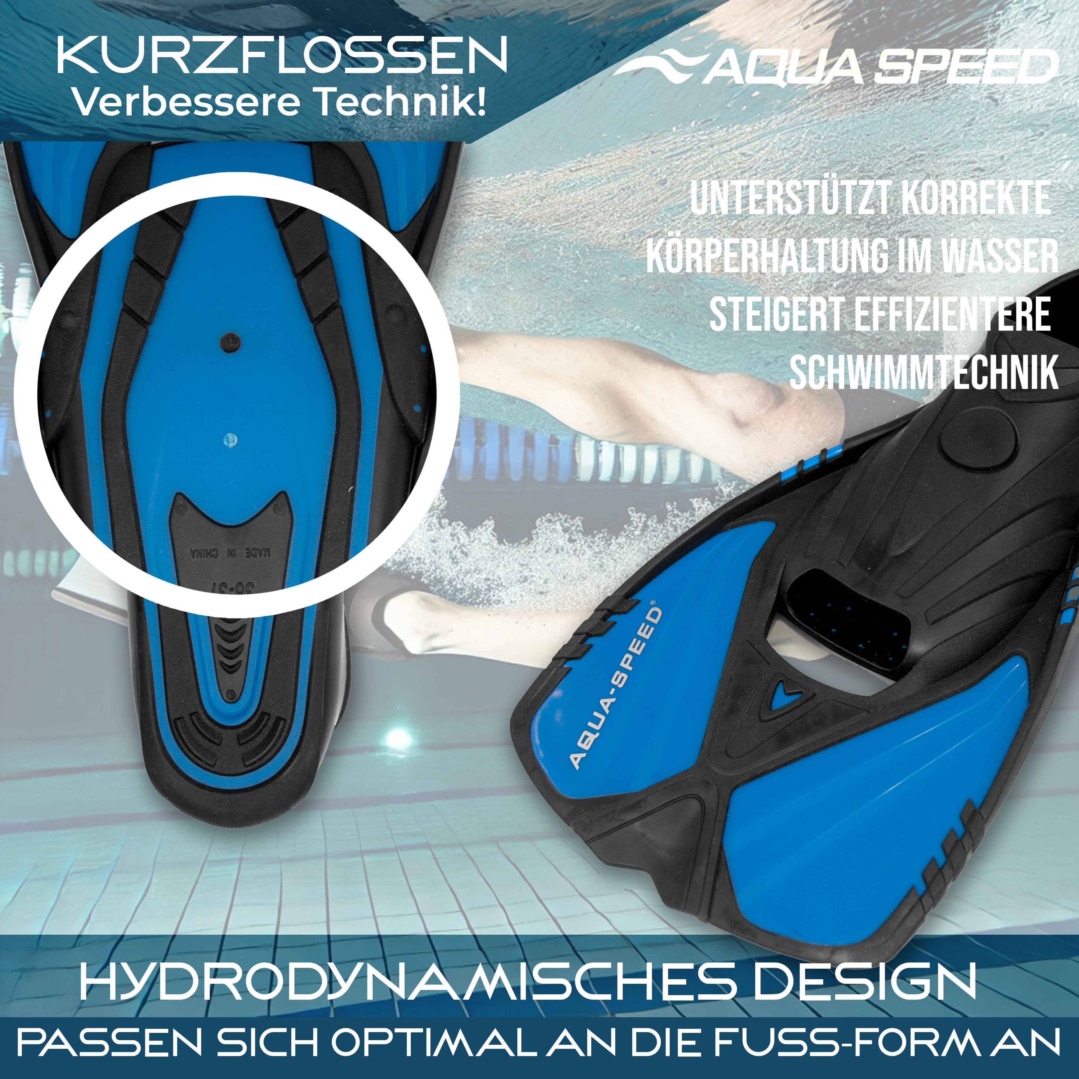 Aqua Speed Flosse Action Unisex Schnorchelflossen Taucherflossen Schwimmflossen 36-45, perfekte leichte Allround Kurz-Flossen Trainingsflossen – Bild 4 von 5