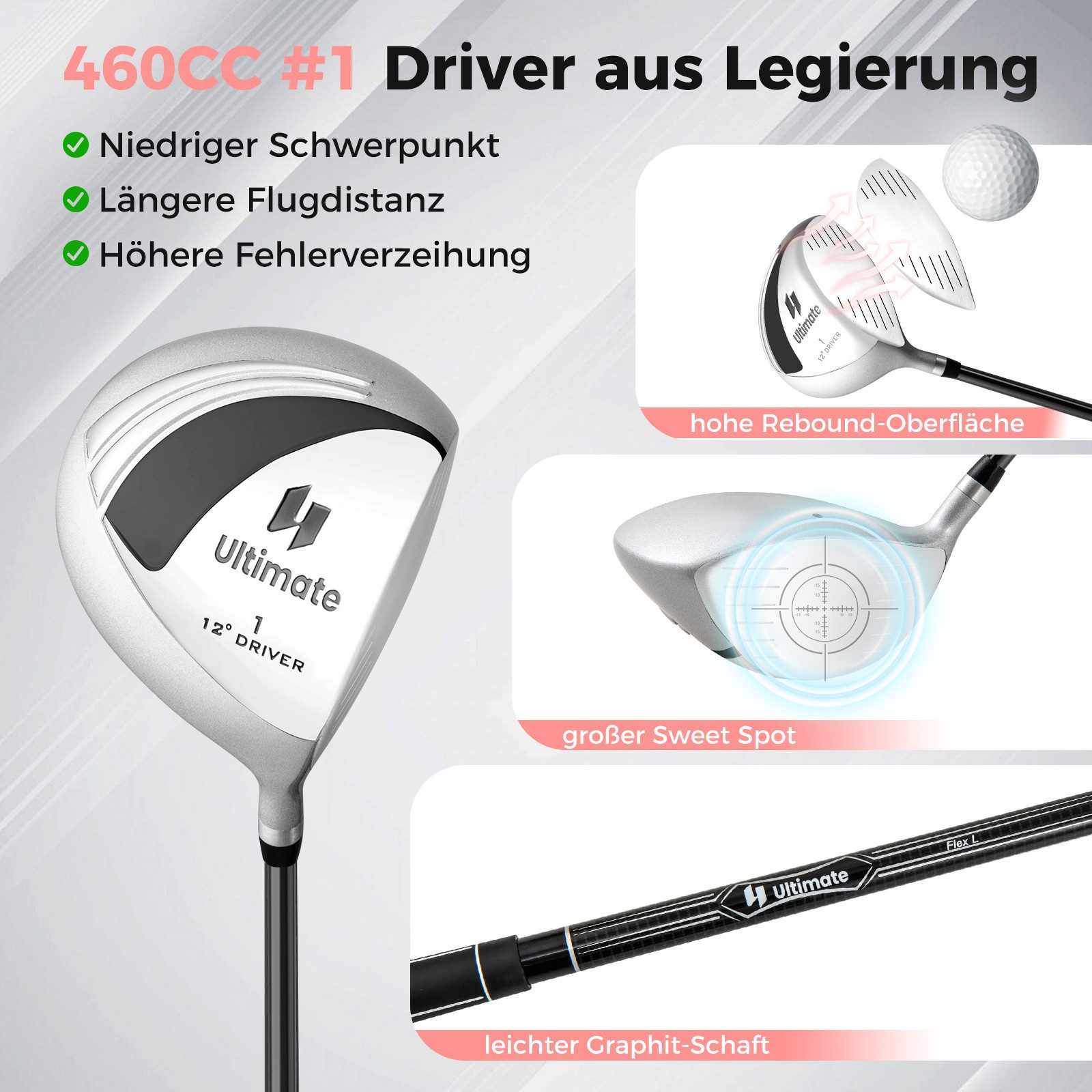 COSTWAY Golfschläger + Golfbag, Komplettes Golfschläger-Set für Damen