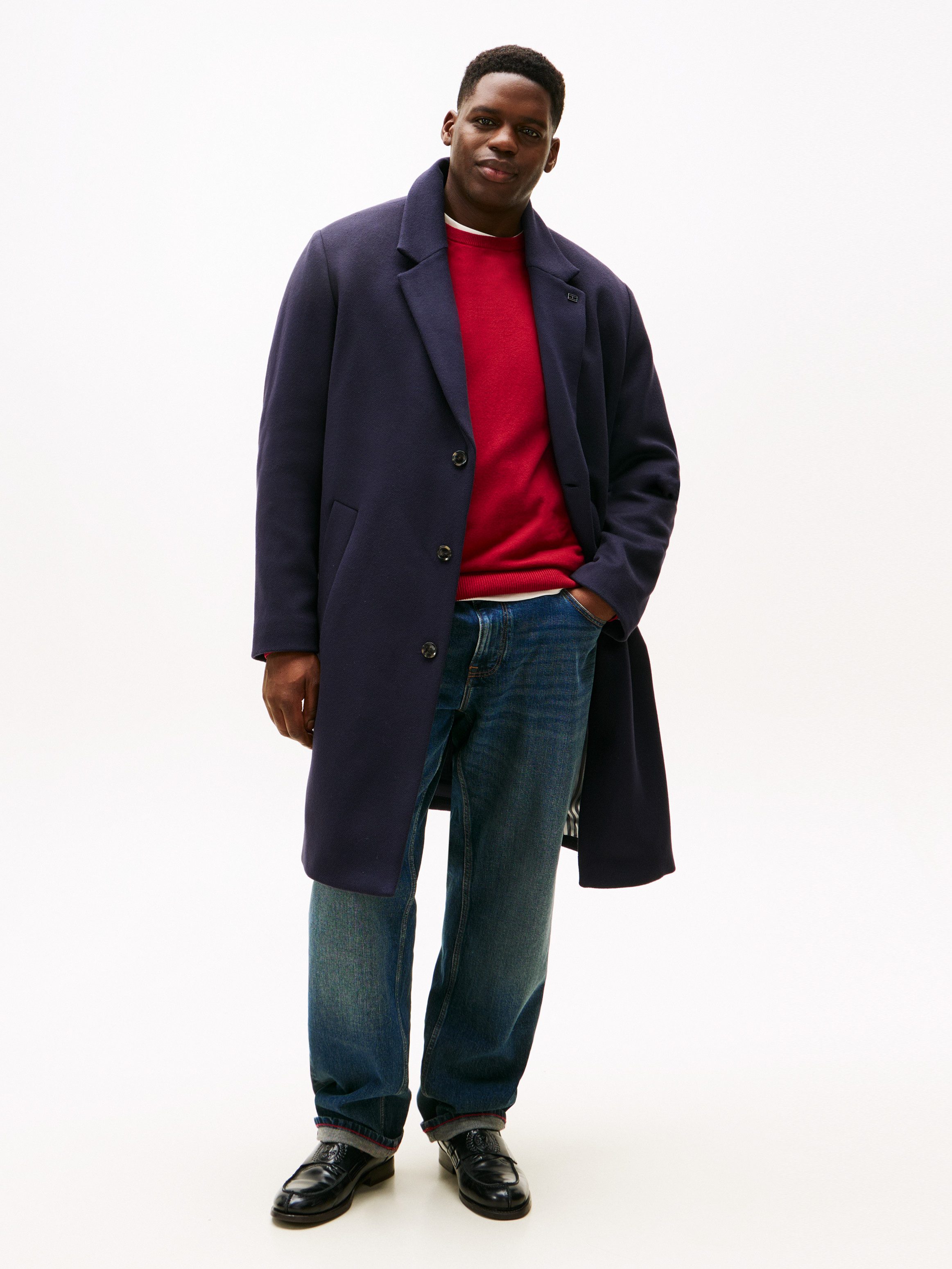 Tommy Hilfiger Big & Tall Wollmantel BT-DC WOOL MIX Große Größen, Reverskragen