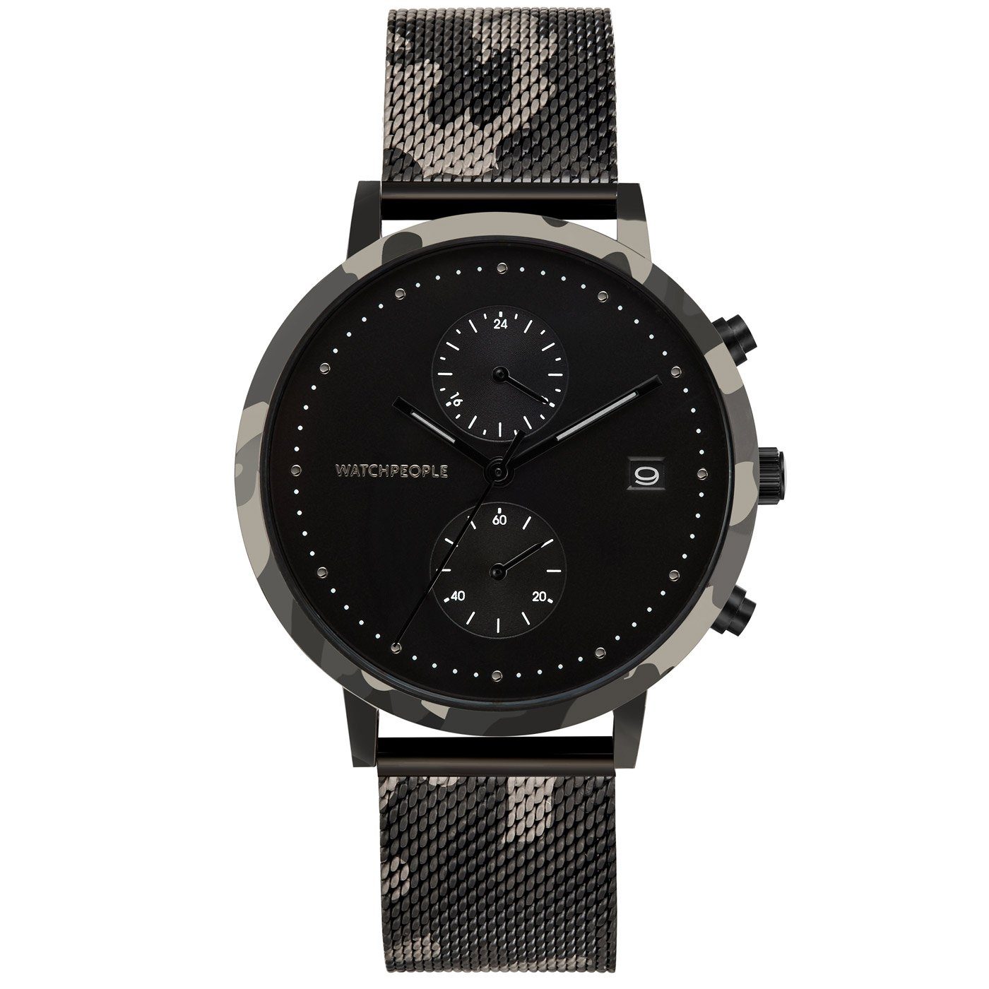Watchpeople Multifunktionsuhr Cosmo Camouflage WP 051-02, flach, Datumsanzeige, Dual-Time, easy release Band