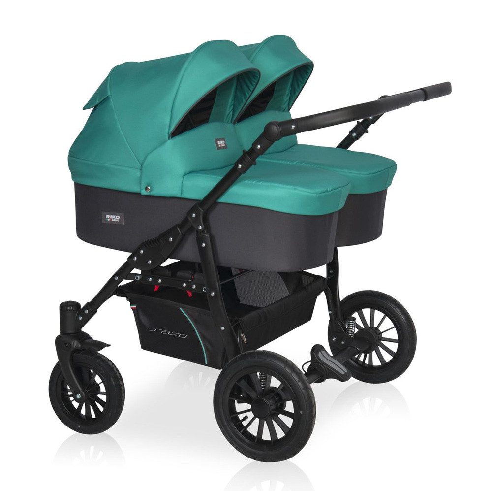 babies-on-wheels Zwillings-Kombikinderwagen Riko 5 in 1 inkl. Sportsitze, Autositze und Iso Bases in 5 Farben