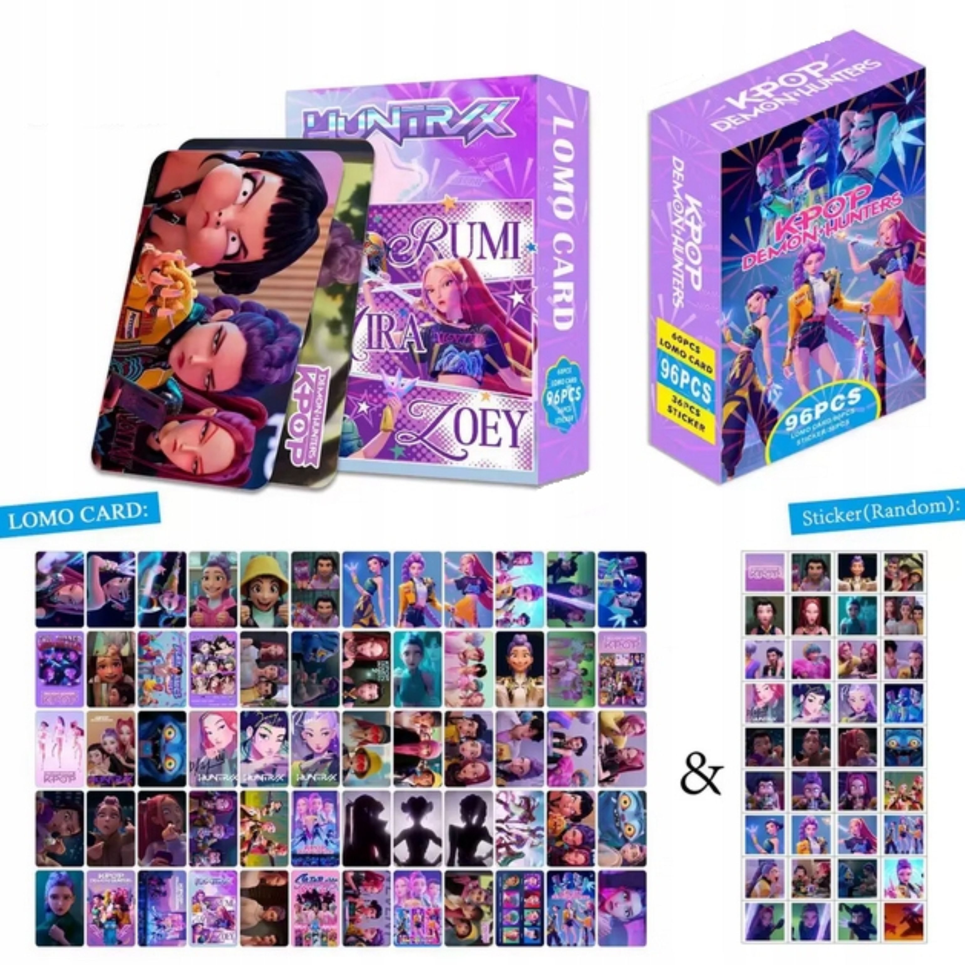Festivalartikel Sammelkarte Sammelkarten Lomo Set 96 Teile 60 Karten + 36 Sticker Premium