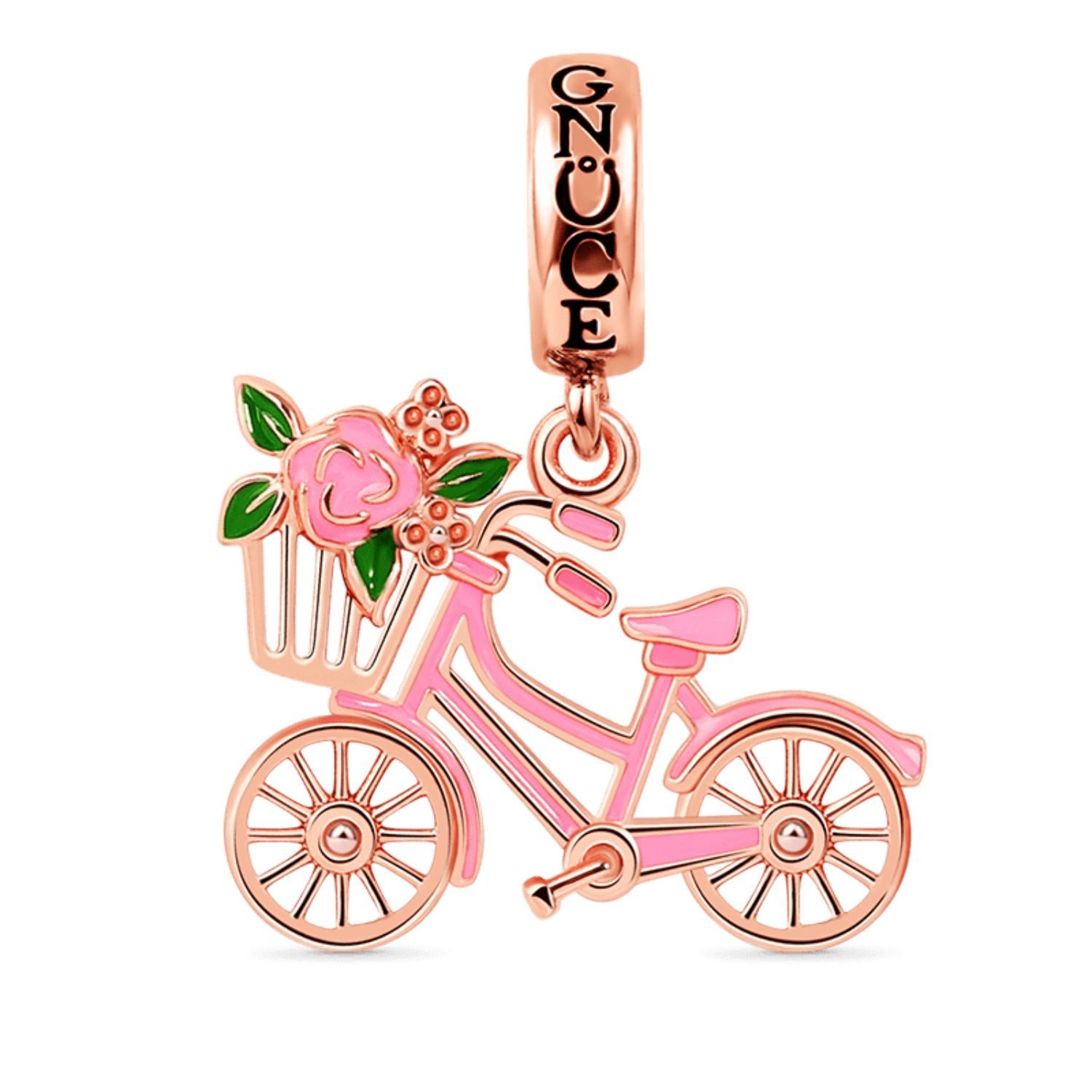 Bead Gnoce Charm Fahrrad ELC021 Silber rosévergoldet