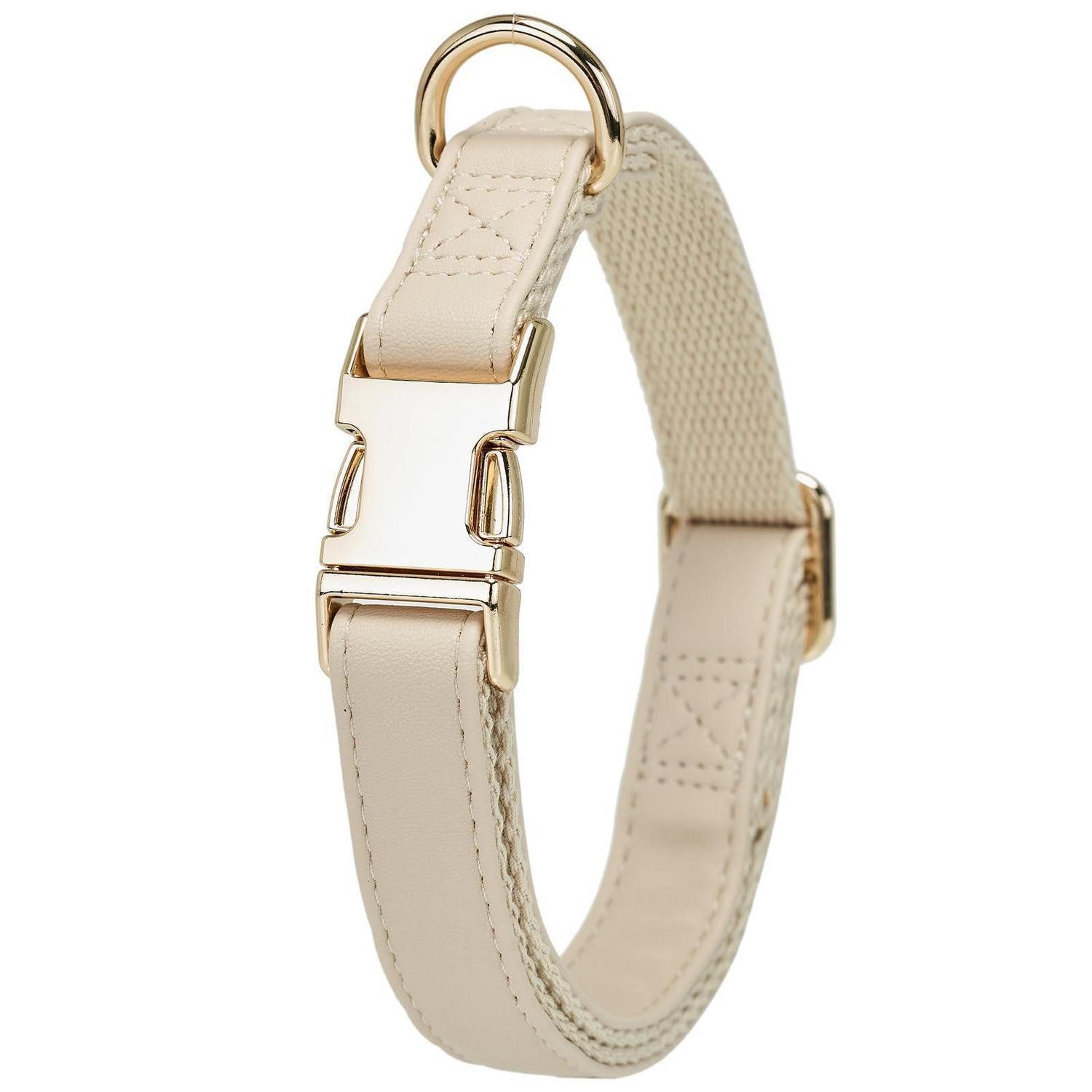 LuxusKollektion Hunde-Halsband Hundehalsband Lederoptik Creme XS, Kunststoff