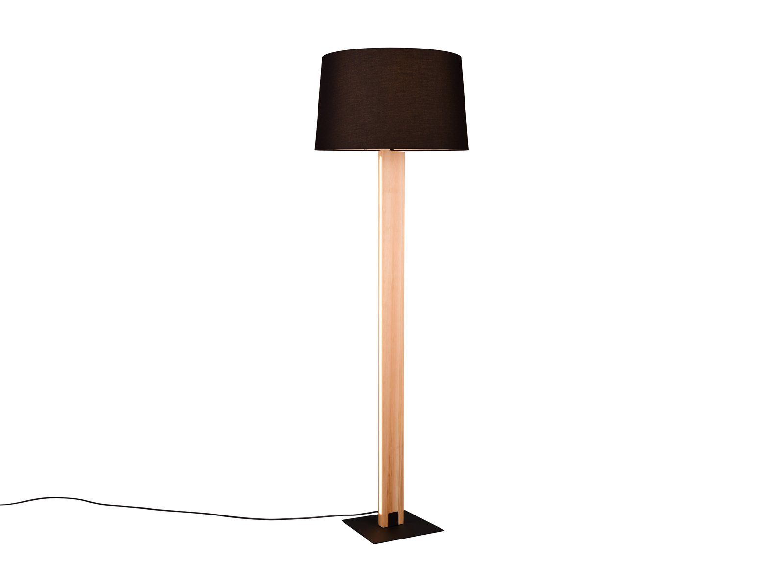 TRIO Leuchten LED Stehlampe, Dimmfunktion, LED fest integriert, LED wechselbar, Warmweiß, ausgefallen-e moderne mit Holz & Stoff Lampenschirm für Ecke, H: 150cm