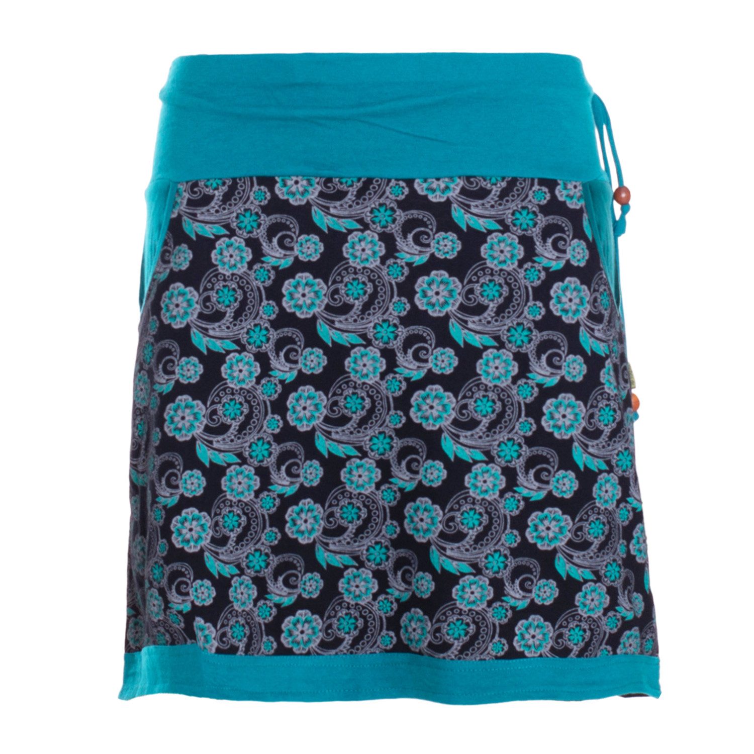 Vishes Minirock Damen Mini-Rock Baumwolle Blumen-Muster Drawstring-Bund mit Taschen Alternative Bekleidung, Ethno, Hippie, Retro Style