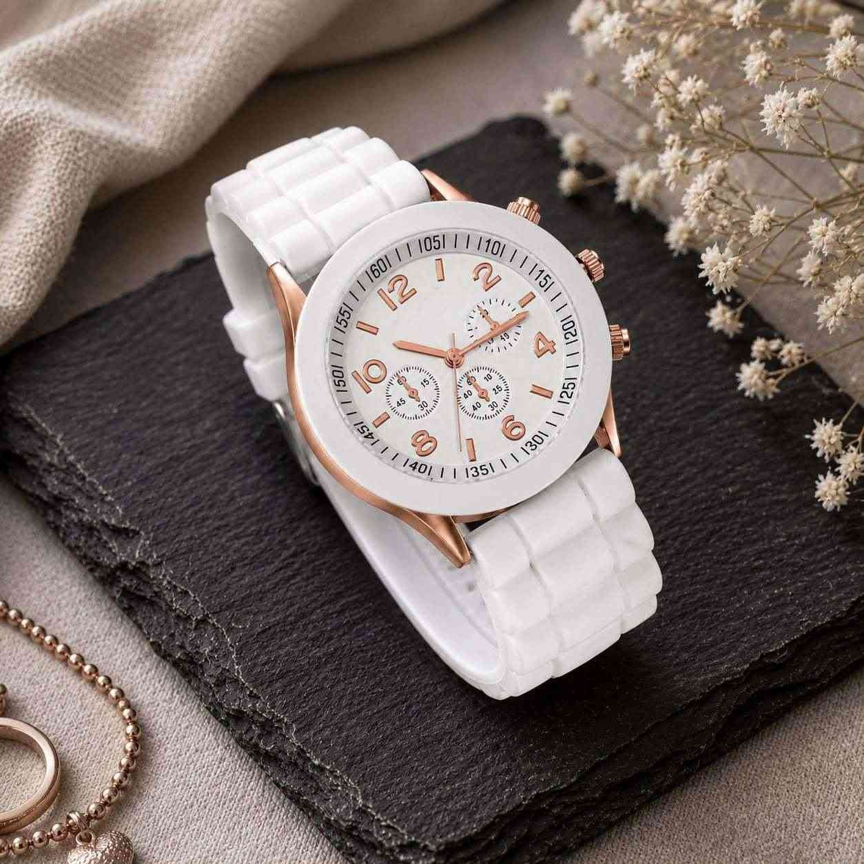 Taffstyle Quarzuhr Damen Uhr Silikon Armbanduhr Chrono Look Roségold leicht elegant, (Modische Damenarmbanduhr mit weichem Silikonarmband, roségoldfarbenen Details und angenehmem Tragekomfort in verschiedenen Farben)