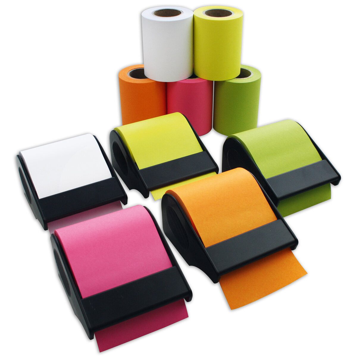 RNK Verlag Haftnotizblock Haftnotiz Rolle Dispenser - 15 tlg. 60 mm x 10 m brillant sortiert.
