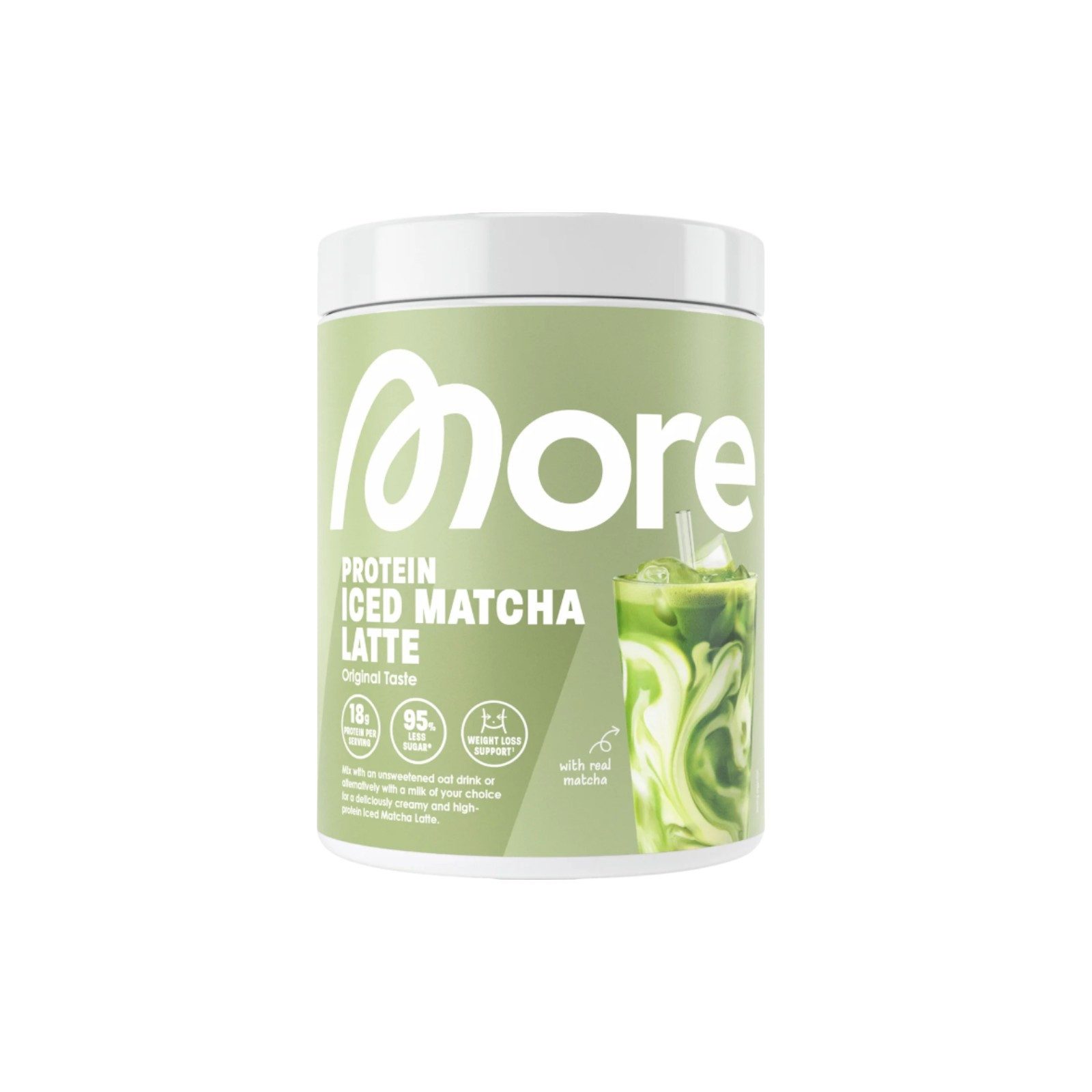 More Nutrition Proteinpulver, Iced Matcha Latte Geschmack, 300 g Pulver, 300 g