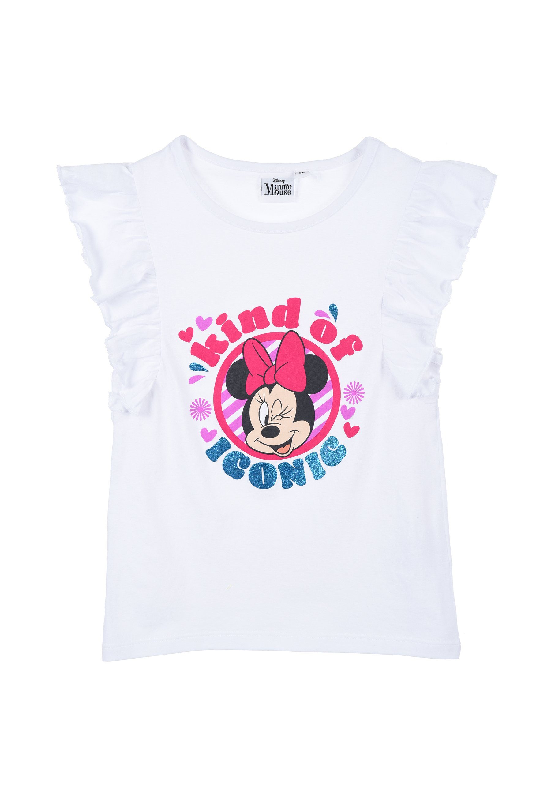 Disney Minnie Mouse T-Shirt Mädchen T-Shirt kurzarm Shirt Kinder Oberteil Sommer Weiß