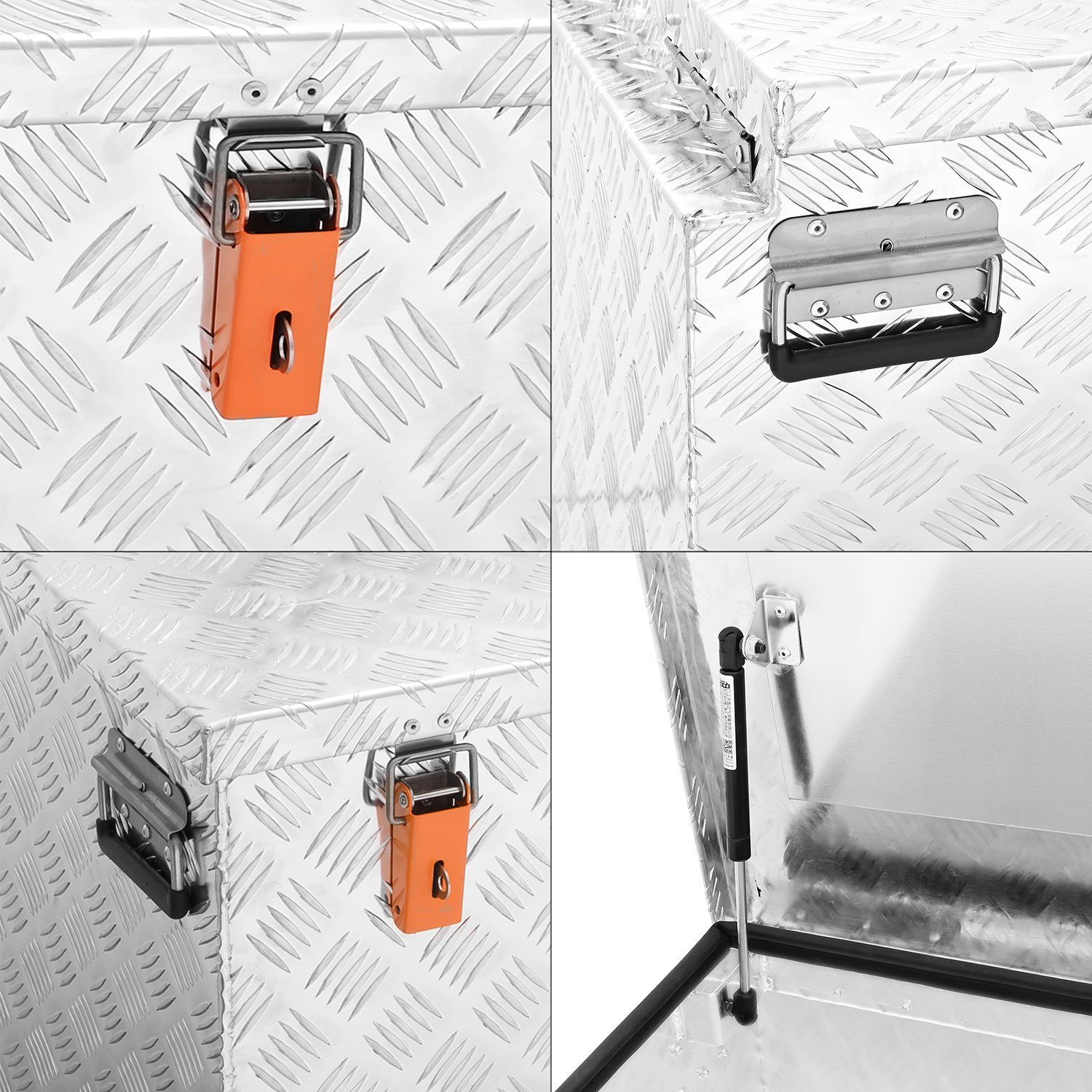 ALUBOX Kiste Pritschenbox Pickup Alu Riffelblech (410 Liter), 120 x 58 x 65 cm - 3 mm RIffelblech - Dichtgummi