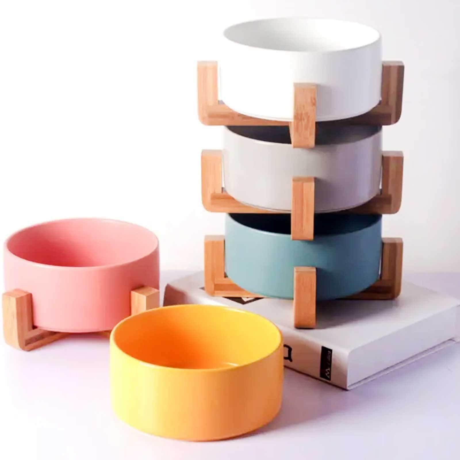 Monkimau Hunde-Futterspender Hundenapf und Katzennapf aus Keramik pink 400ml, Robust