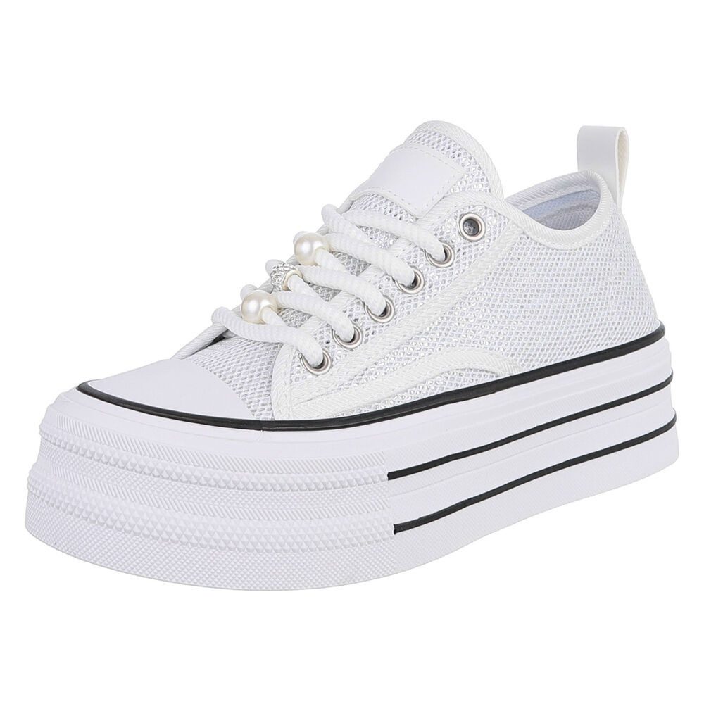 Stylische Plattform-Sneaker mit Perlen-Details für Damen Sneaker