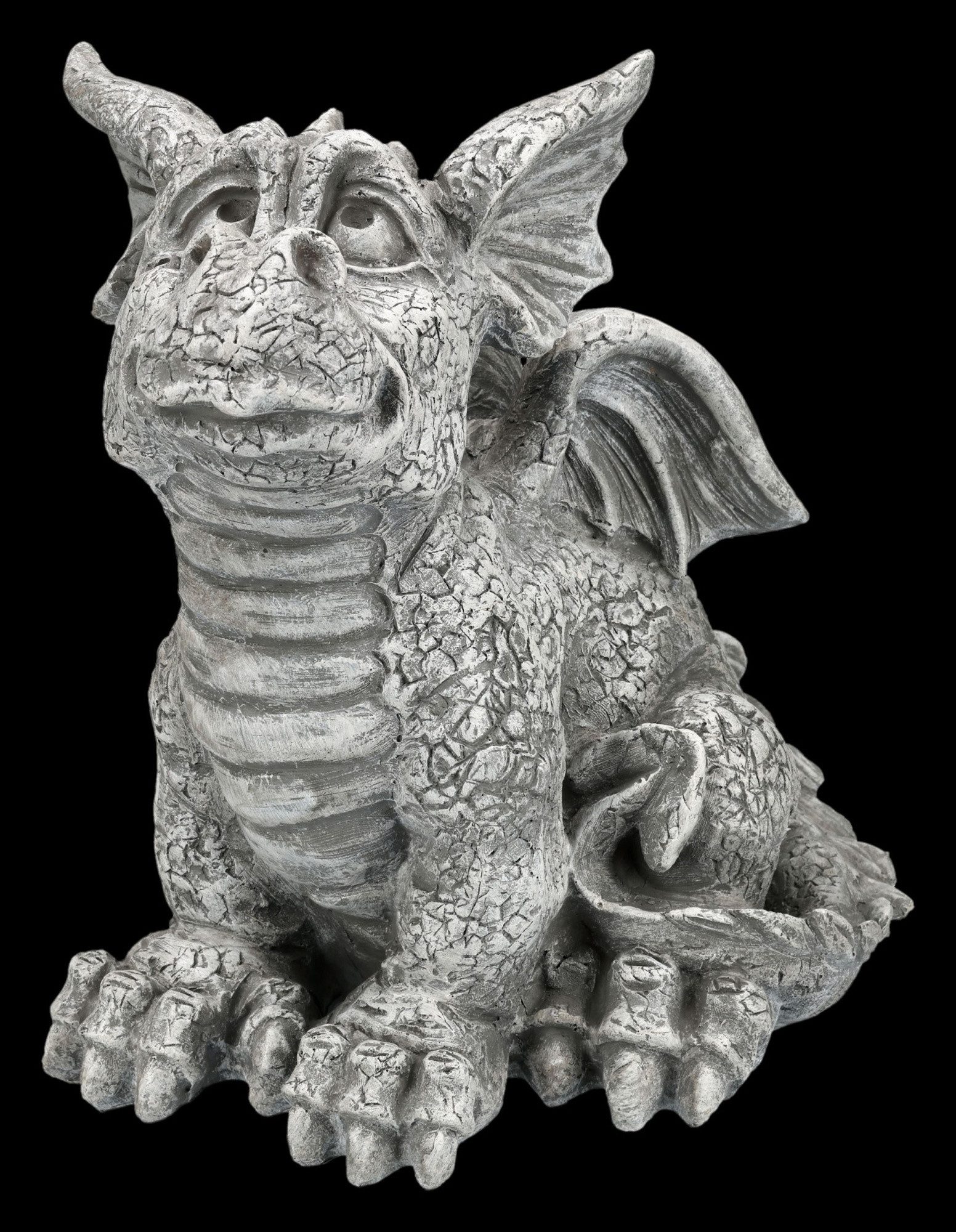 Figuren Shop GmbH Fantasy-Figur Sitzender Drache – Humorvolle Drachenfigur Fantasy Statue 25.5 cm