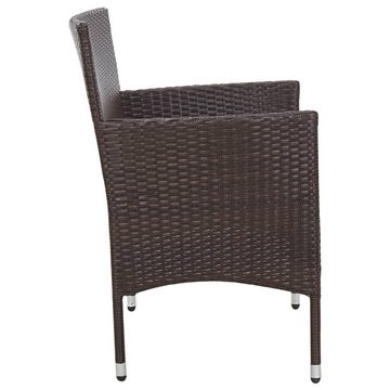 vidaXL Gartenbank Gartenbank mit Kissen Poly Rattan Braun (1-St)