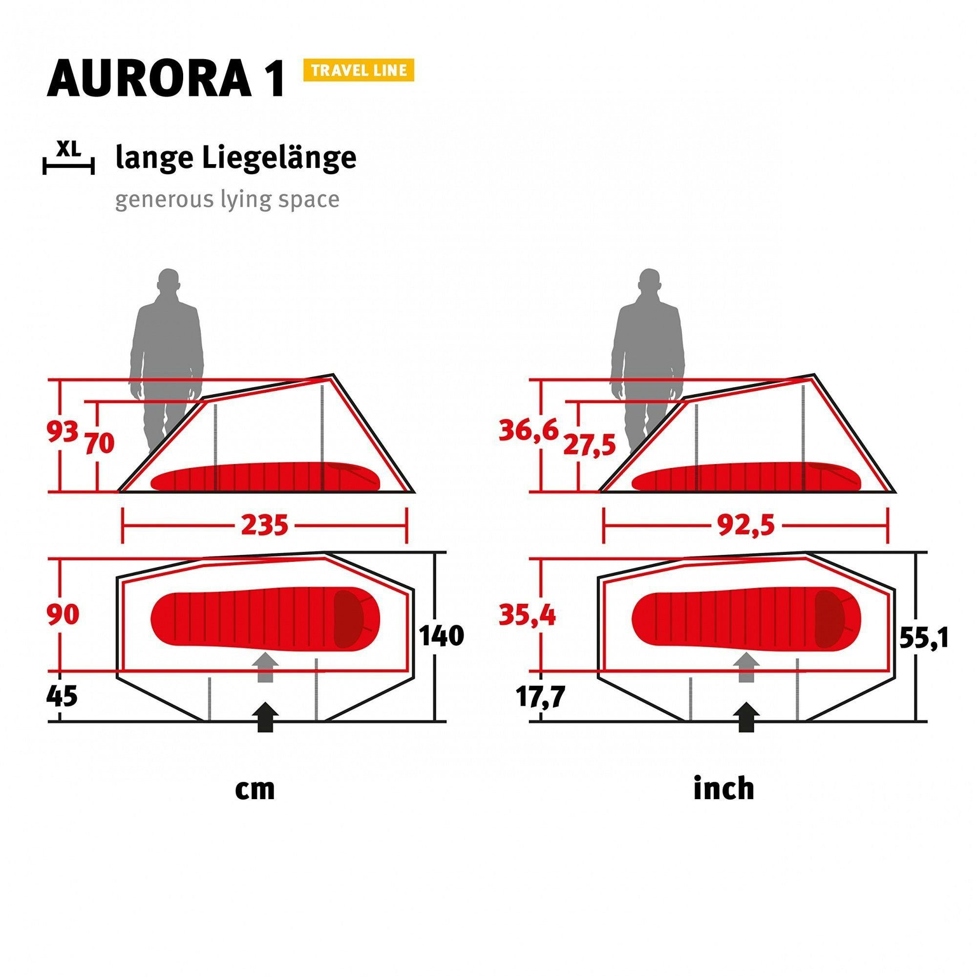 Wechsel Tents Tunnelzelt Aurora 1-Personen-Zelt, Travel Line 1 - 1 Personen: Tunnelzelt 