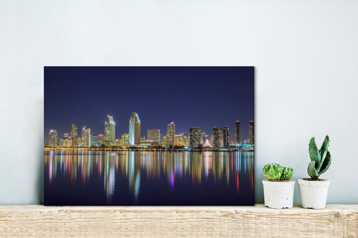 San Wanddeko, Wandbild - Leinwandbild St), Aufhängefertig, OneMillionCanvasses® cm - (1 Nacht, Leinwandbilder, Diego 30x20 Skyline